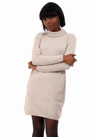 YC Fashion & Style Strickkleid Strickkleid Longpullover mit Rollkragen und Einschubtaschen (1-tlg) in Unifarben
