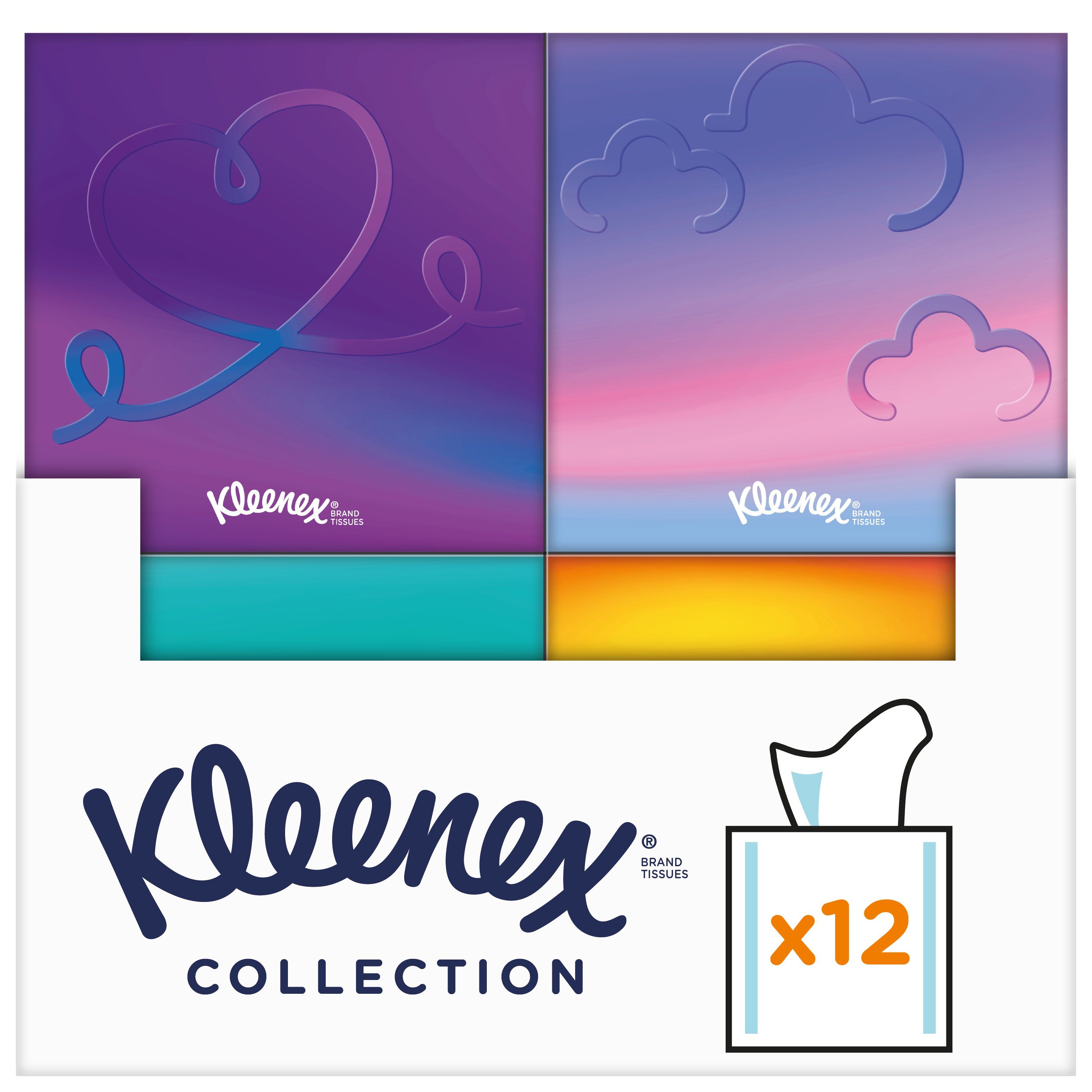 KLEENEX Kosmetiktücher Kosmetiktücher-Boxen, 3-lagig, Collection Würfel, 12x48 Tücher