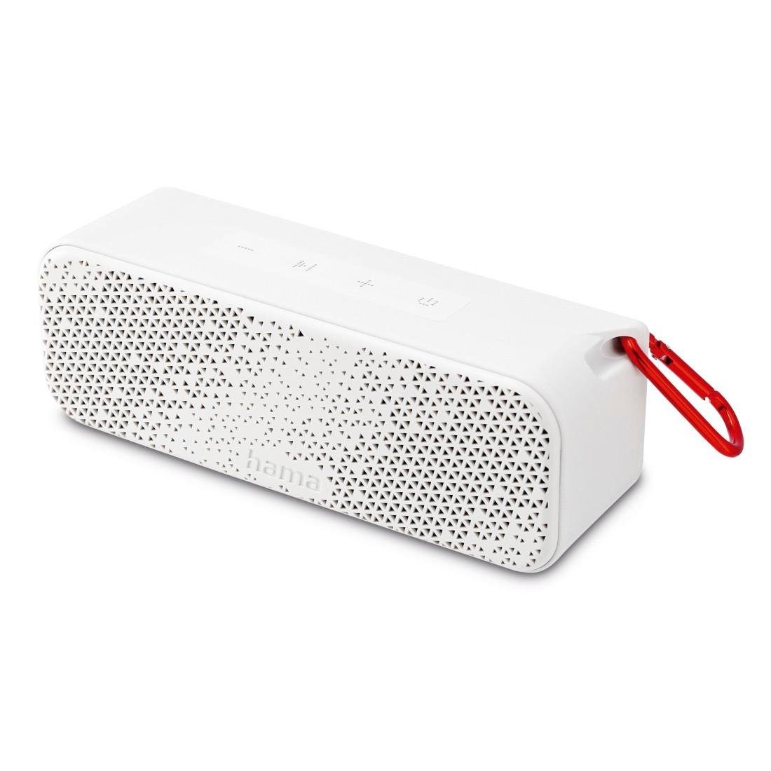 Hama Tragbare Bluetooth Box, 8 W, spritzwassergeschützt IPX4 Bluetooth-Lautsprecher (Outdoor-Musikbox mit Karabiner) weiß | Lautsprecher