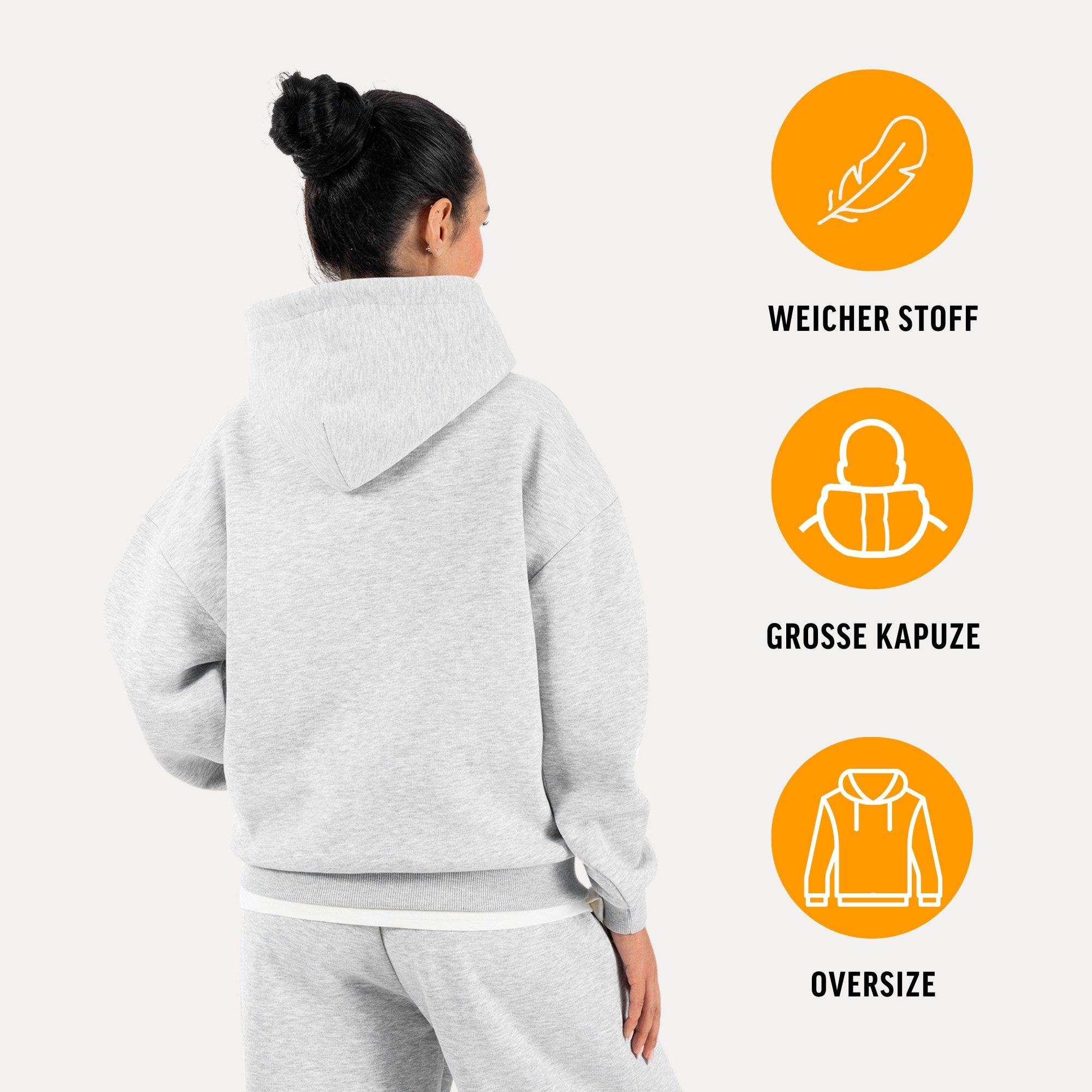 Smilodox Hoodie Thalea Kapuzenpullover Damen Oversize Fit mit Kängurutasche Relaxed Fit, Weiches Sweat Material, Logo-Stitching, Gym & Freizeit