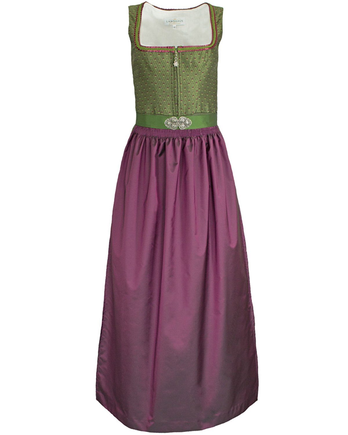 Trachtenmode Hiebaum Dirndl Langes Kleid 'Cersei' Traditionell, Grün Lila 95c