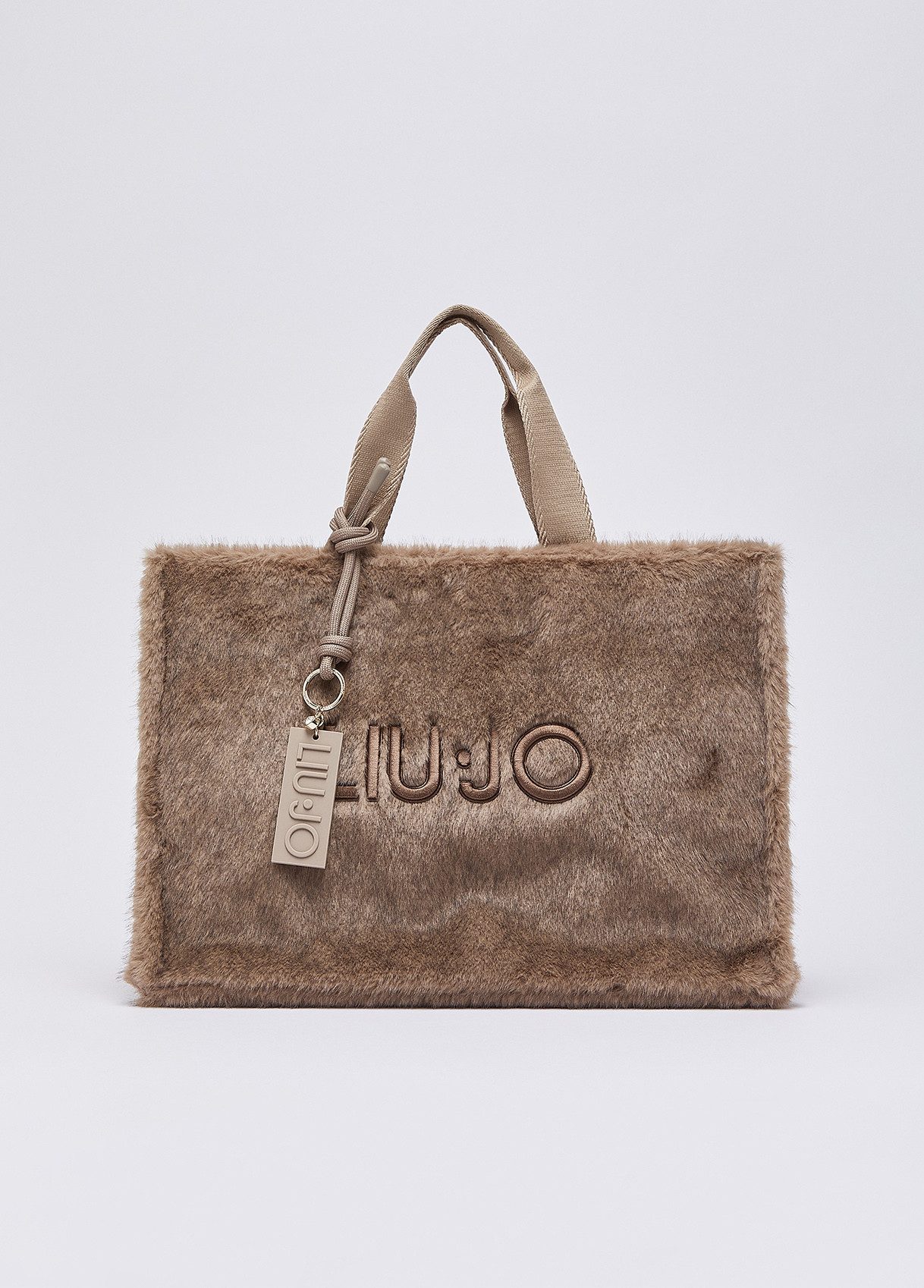Liu Jo Handtasche L TOTE - großer Teddyshopper beige mit Logoanhänger