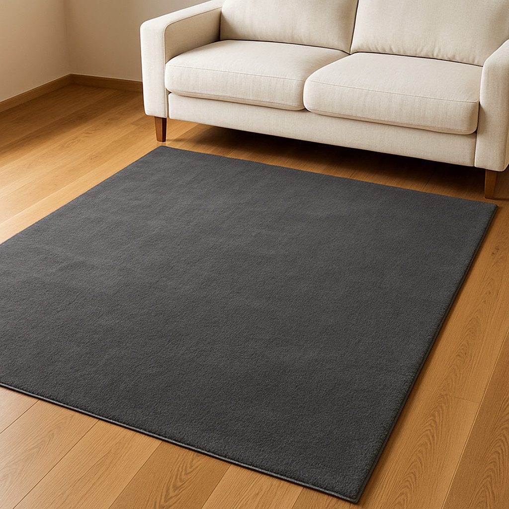 TaCa Home Teppich Supersoft Kurzflor-Teppich Uni, rechteckig, Höhe: 14 mm, Wohnzimmer Schlafzimmer Esszimmer, new anthrazit - 50 x 80 cm