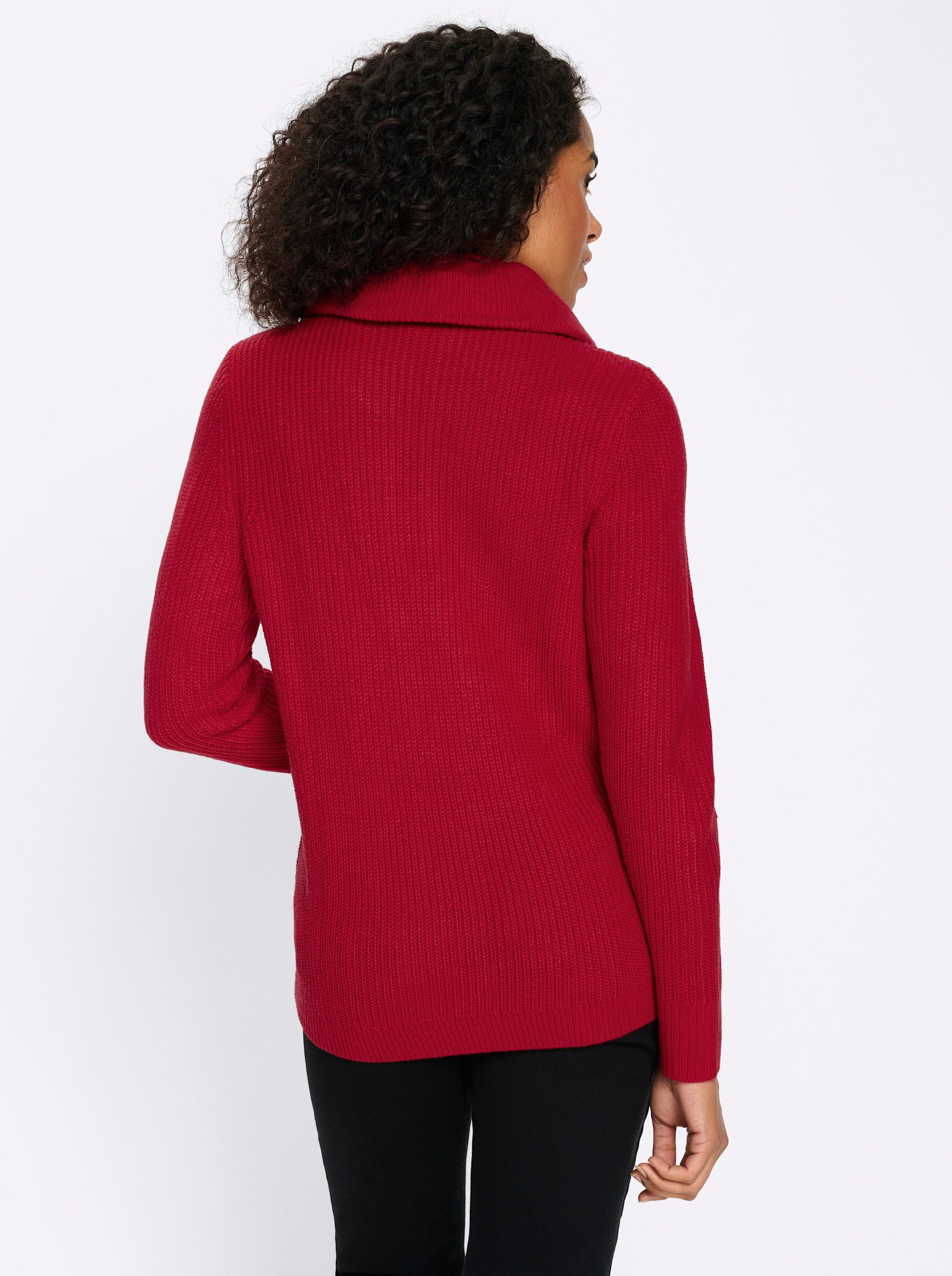 Sieh an! Strickpullover Troyer-Pullover Langarm Rippoptik günstig online kaufen