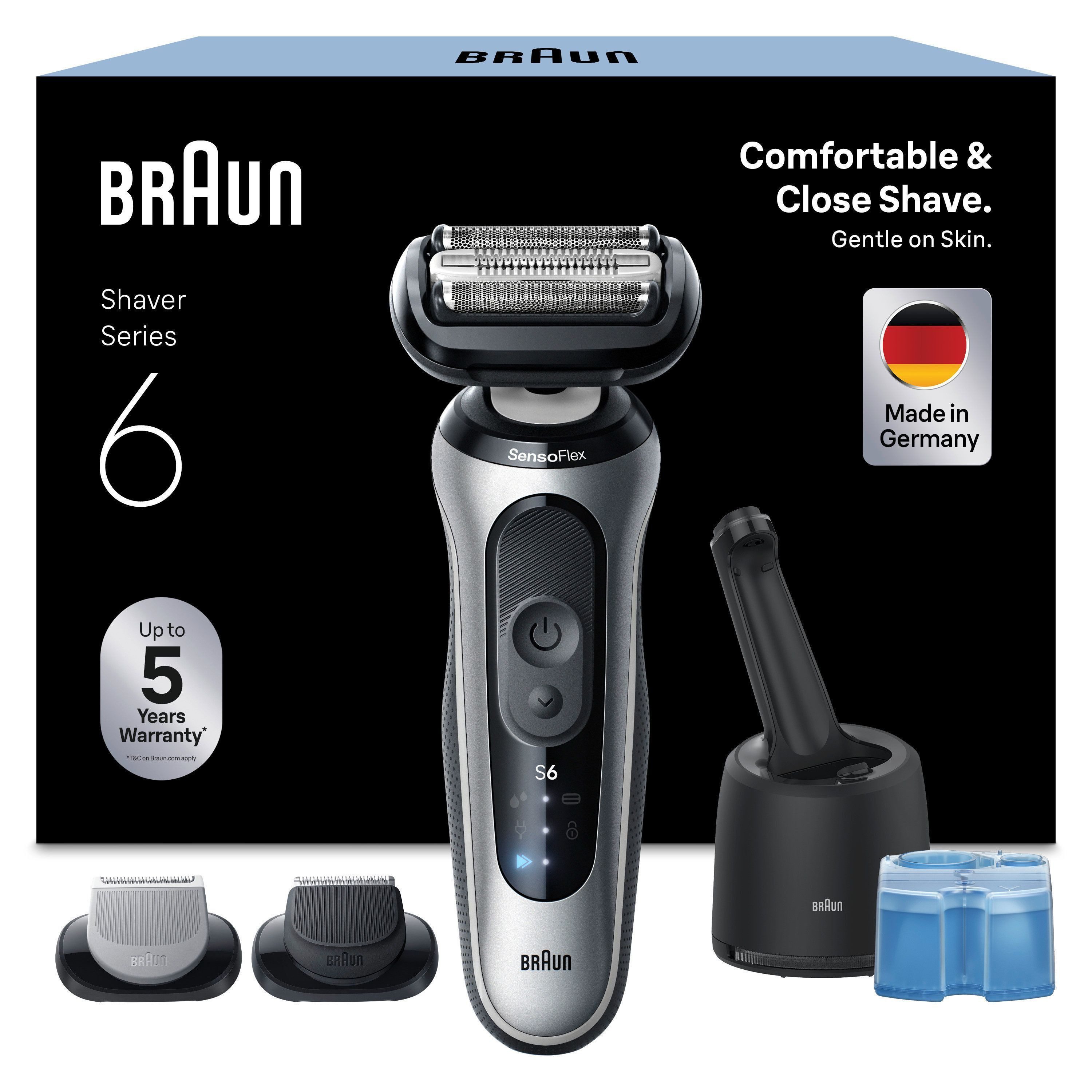 Braun Elektrorasierer Series 6 62-S7650CC, Smart Care Center, Aufsätze: 2, 100% wasserdicht, mit 4in1 SmartCare Center, +2 Aufsätze