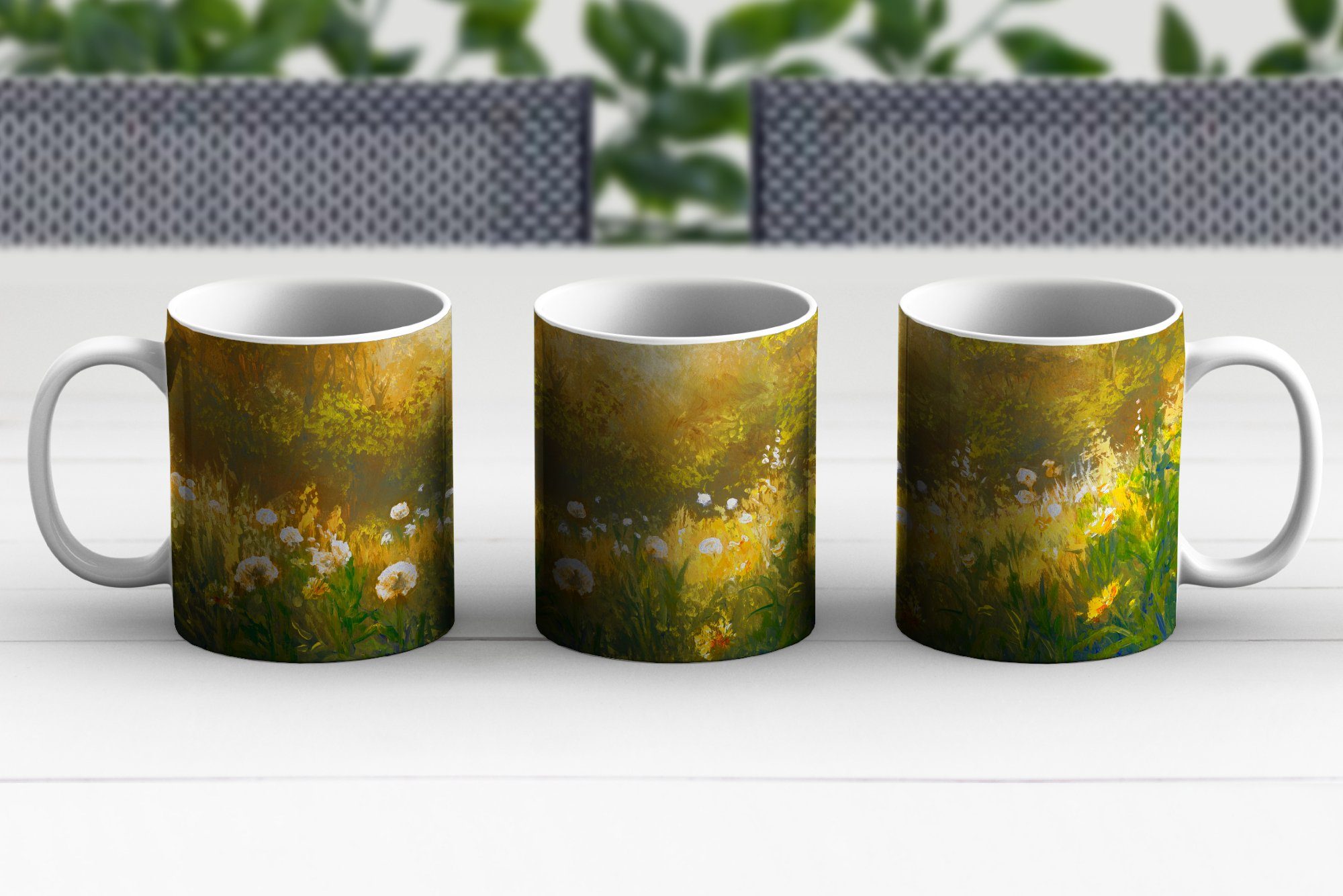 Sommer Becher, MuchoWow Geschenk Teetasse, Teetasse, - Aquarell, Kaffeetassen, Keramik, - Tasse Blumen