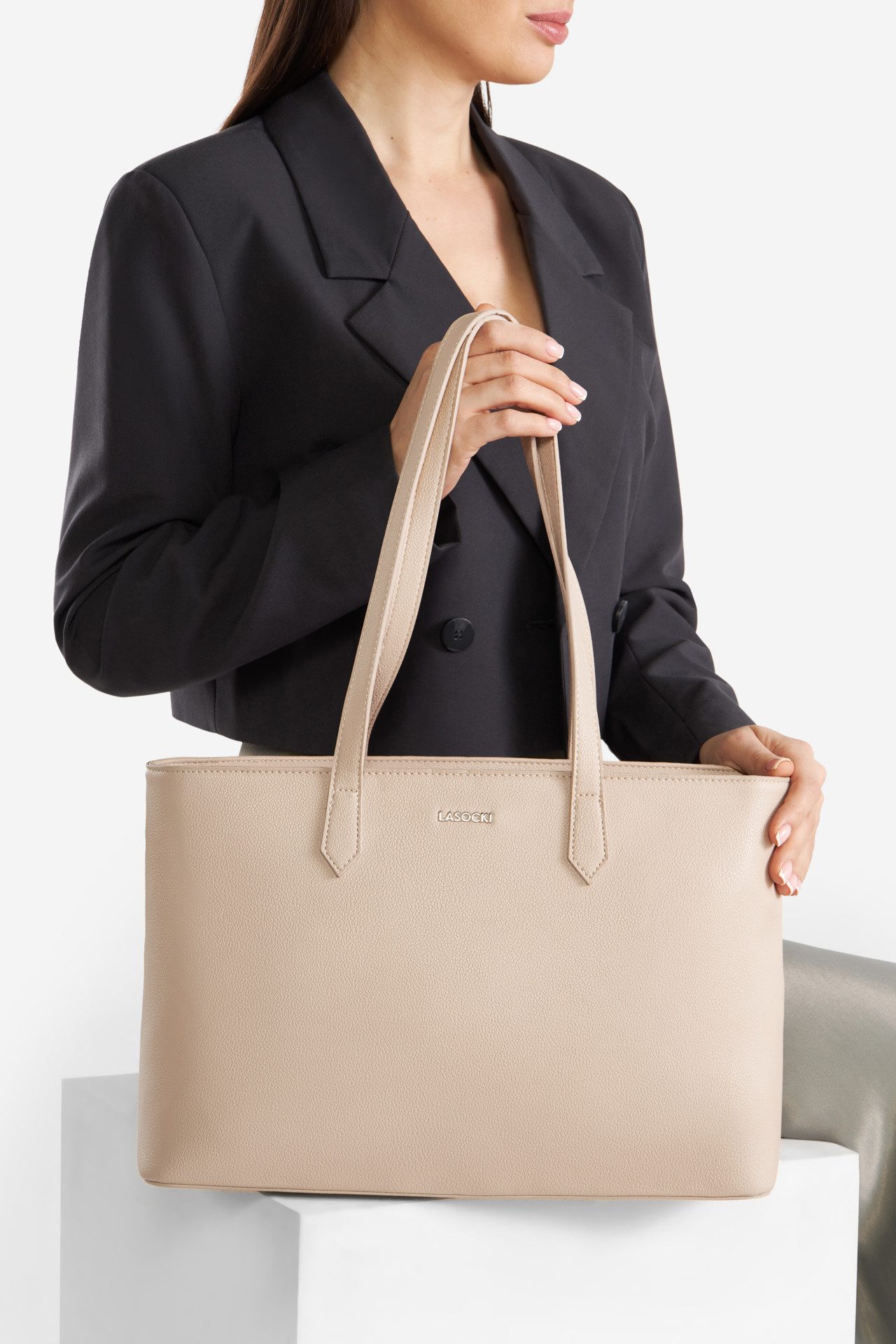 LASOCKI Handtasche Lasocki Große Shopper Tasche LSK-M-023-07 beige