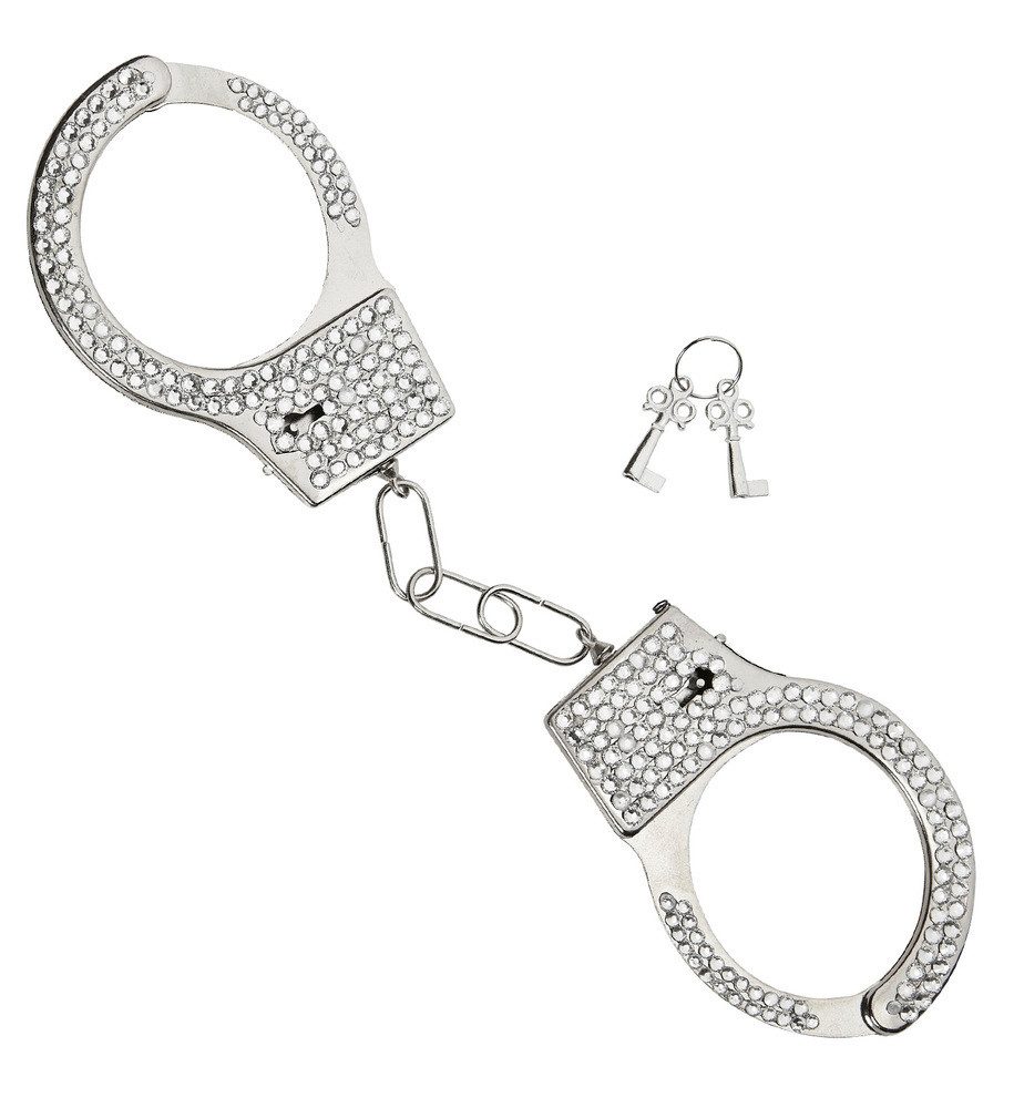 Widmann S.r.l. Blaster Metall Strass Handschellen mit Schlüssel, Silber
