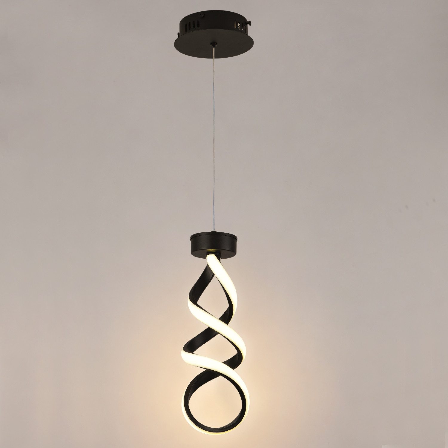 JDONG Pendelleuchte Moderne LED Hängeleuchte Spirale 150cm Höhenverstellbar, LED fest integriert, 3000K Warmweiß, Gold/Schwarz, 35H*15D Hängeleuchte für Esszimmer Wohnzimmer Bar Küche