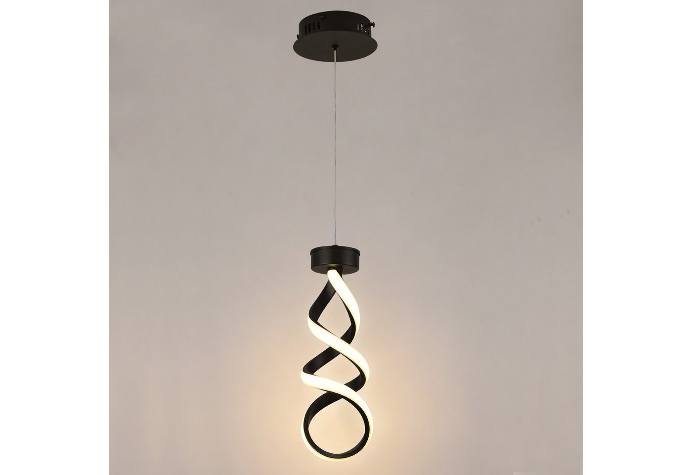 JDONG Pendelleuchte Moderne LED Hängeleuchte Spirale 150cm Höhenverstellbar, LED fest integriert, 3000K Warmweiß, Gold/Schwarz, 35H*15D Hängeleuchte für Esszimmer Wohnzimmer Bar Küche