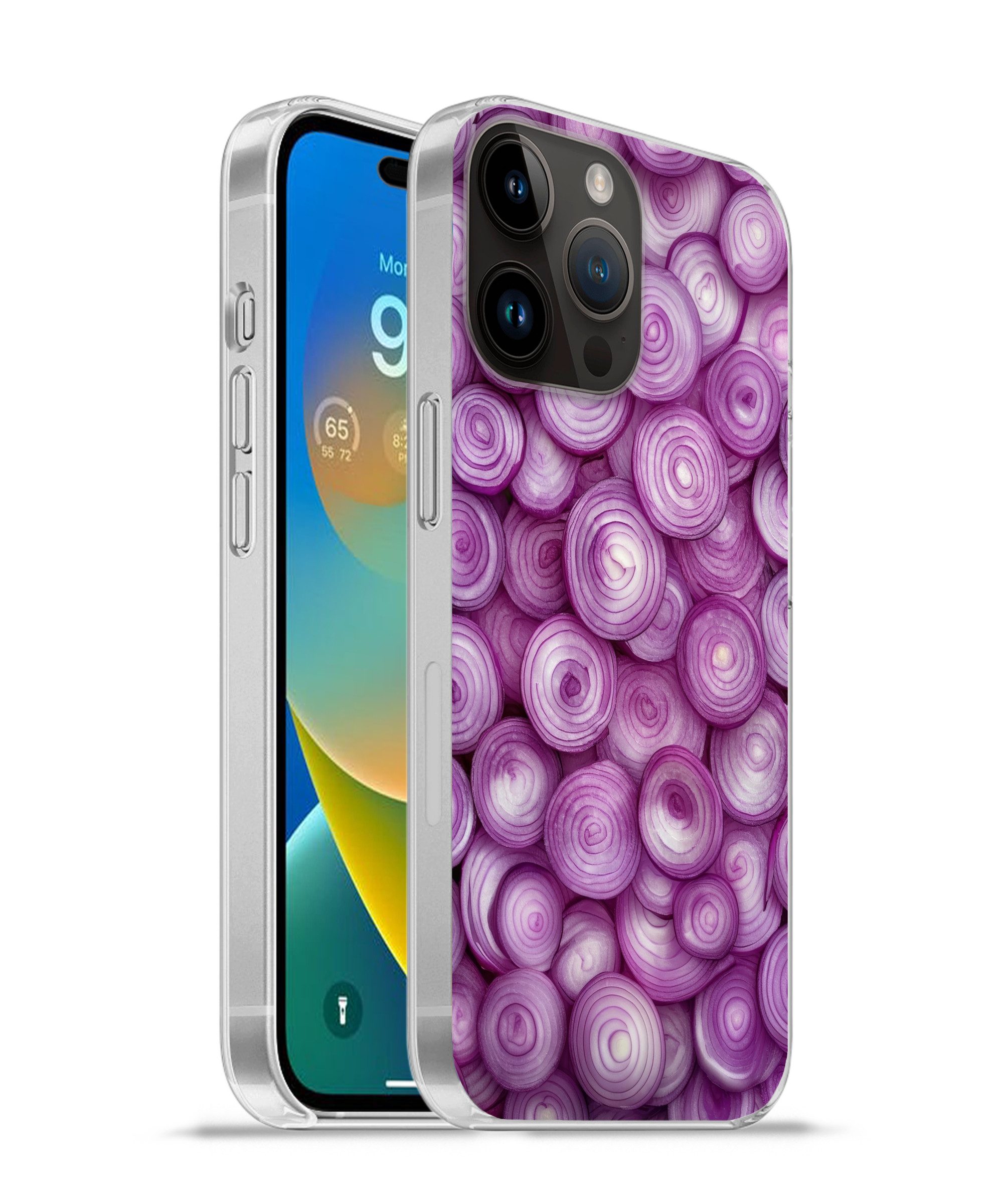 MuchoWow Handyhülle für Apple iPhone 14 Pro Lila - Zwiebeln - Nahaufnahme, Smartphone-Bumper, Print, Handy Schutzhülle Dünn