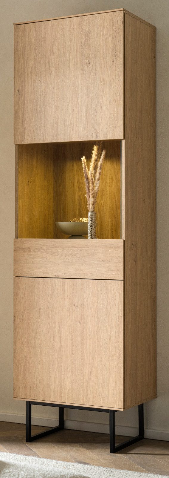 Furn.Design Standvitrine Breda (Vitrinenschrank in Stone Eiche Dekor, 58 x günstig online kaufen