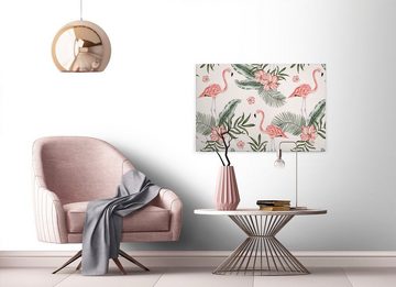 A.S. Création Leinwandbild Tropical Vibes, Blumen (1 St), Palmenblätter Flamingo Keilrahmen