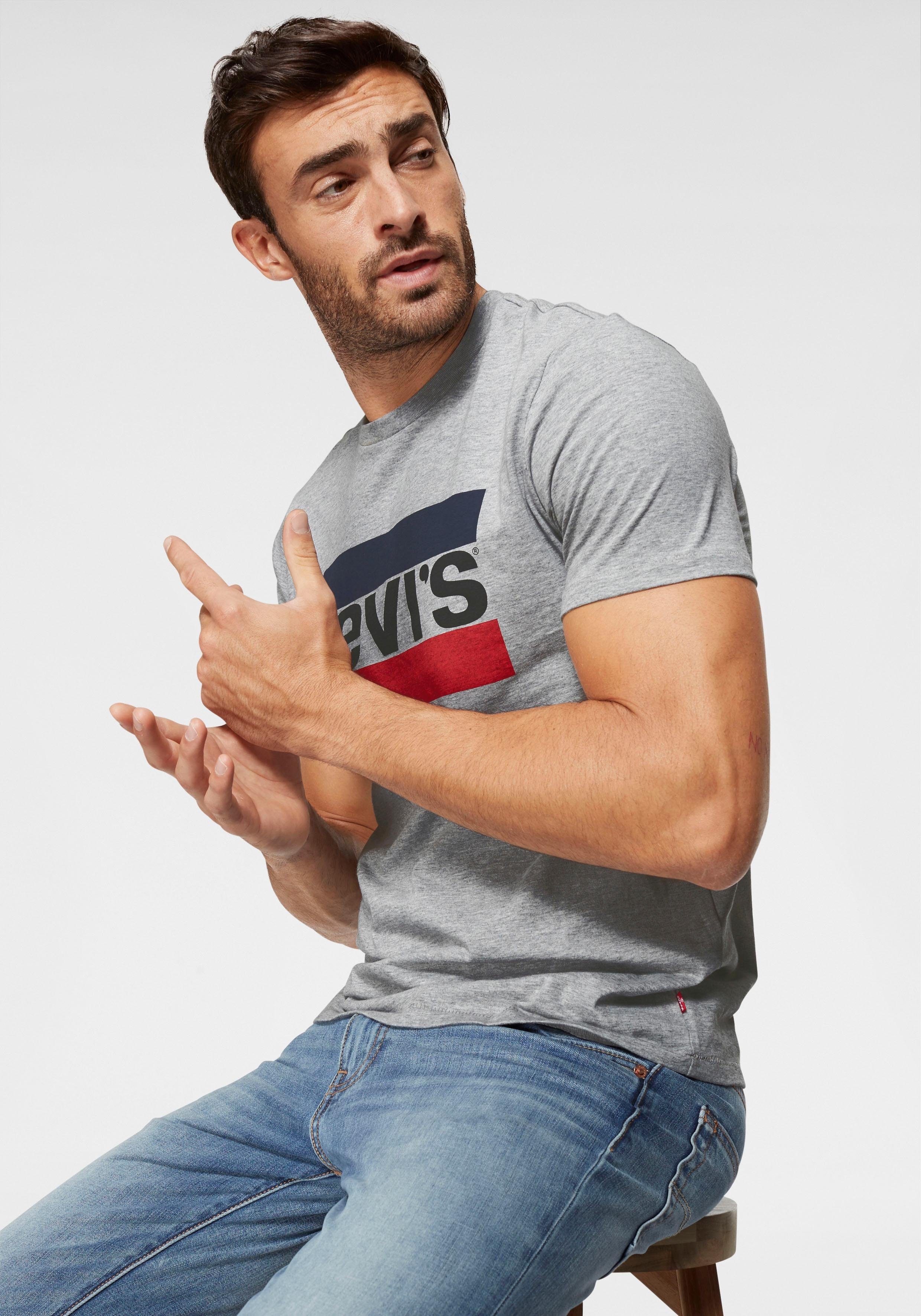 Levi's® T-Shirt mit großem htr midtone Logoprint grey