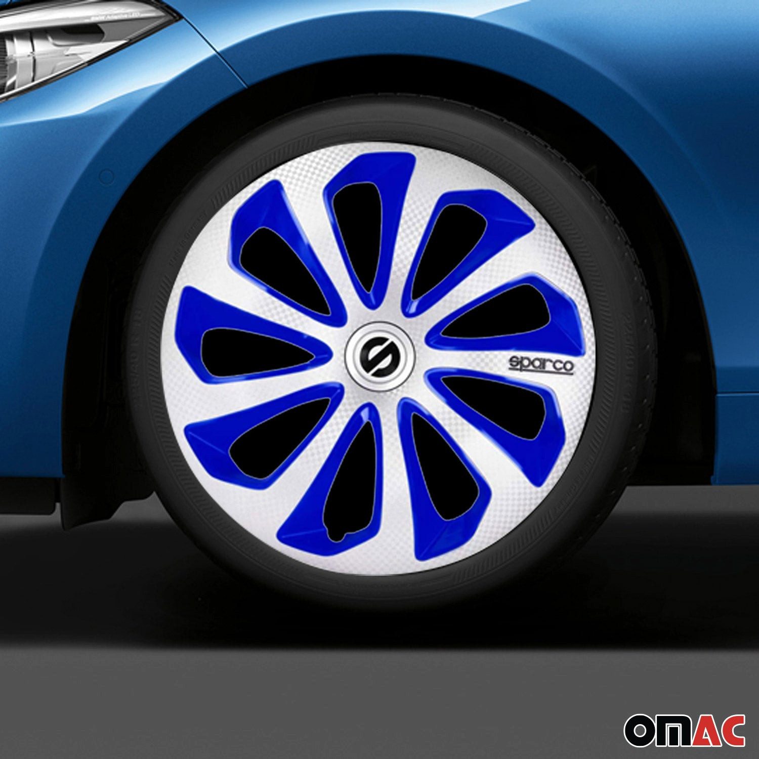 OMAC Radkappen Sparco 14 Zoll Roma Silber Grau 4tlg, (4-St) Einfache Installation, Haltbar
