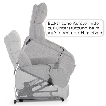 Raburg TV-Sessel Relaxsessel, Aufstehhilfe, Relax- und Liegefunktion, elektrisch, Ada, Hellgrau, Mikrofaser, Komfortschaum, 120 kg belastbar