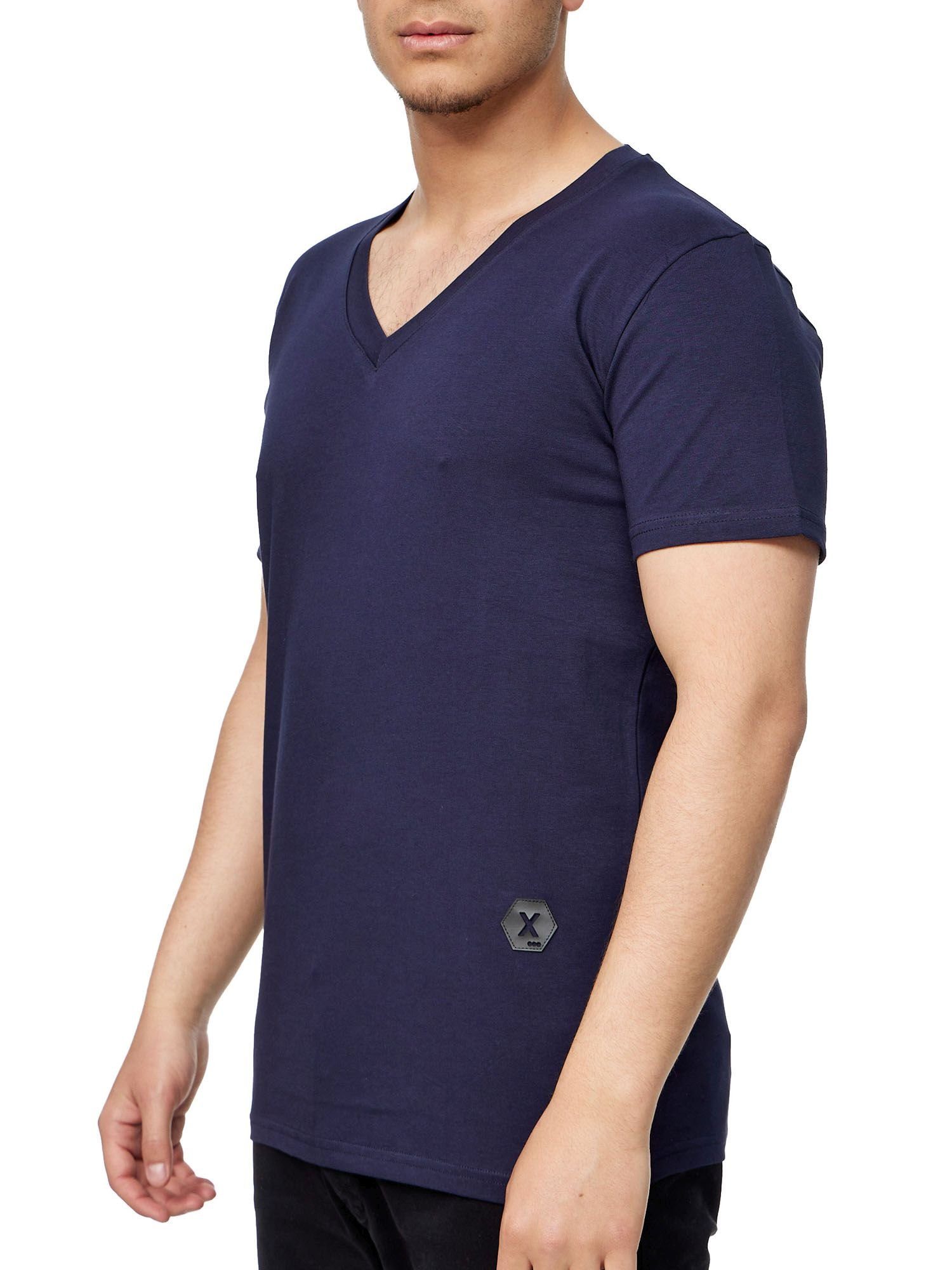 T Casual Kurzarmshirt Tee 1-tlg) John Polo Shirt Freizeit Polo Männer Herren T-Shirt Poloshirt Kayna T-Shirt für (Shirt Tshirt John Tee, Navy Kayna Fitness