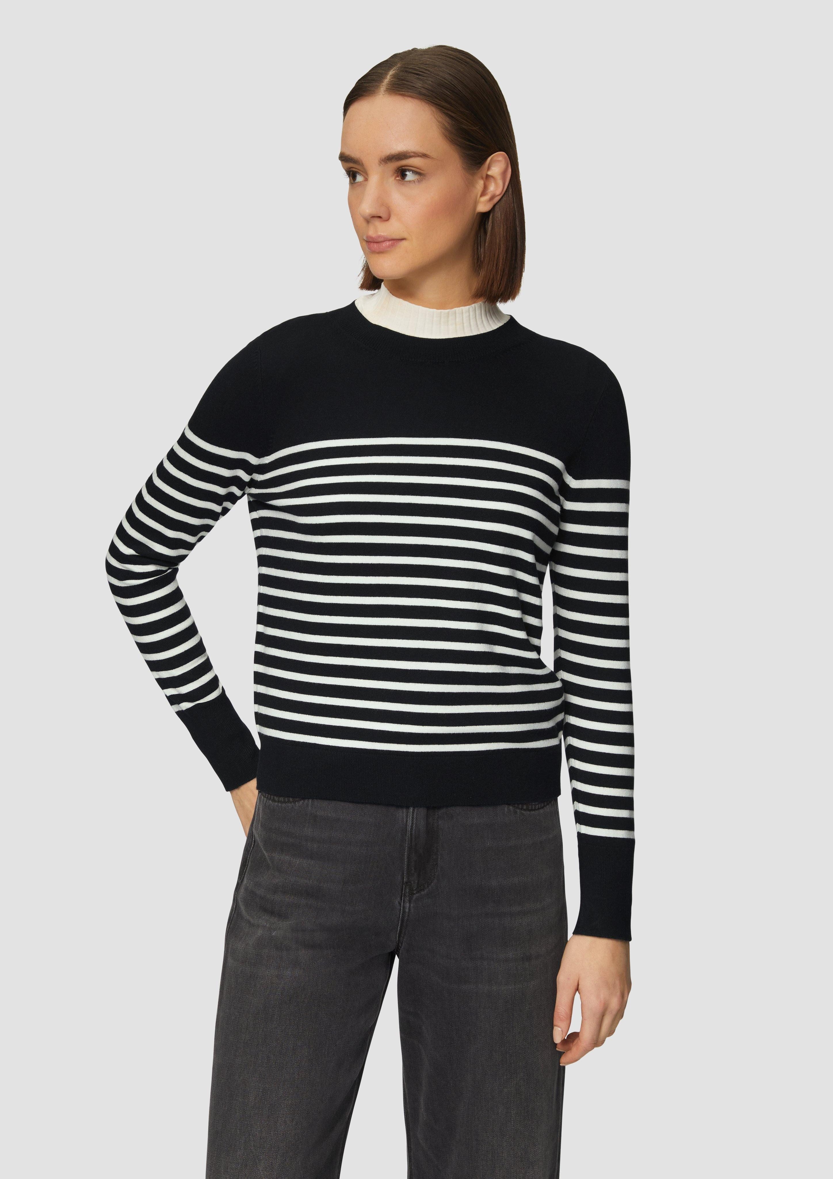 s.Oliver Strickpullover Gestreifter Pullover aus Viskosemix günstig online kaufen