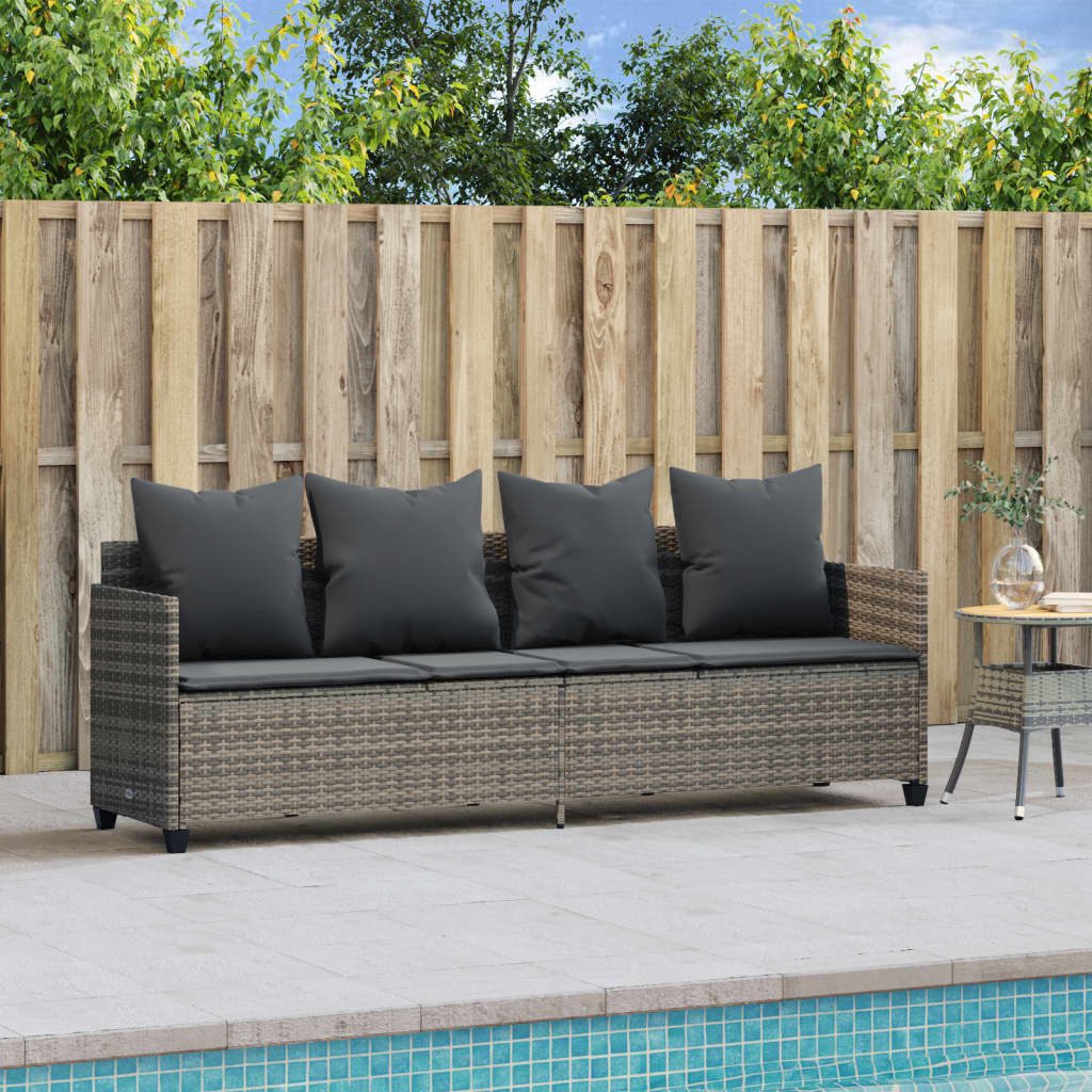 vidaXL Gartenliege Sonnenliege mit Kissen Grau günstig online kaufen