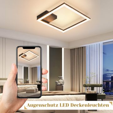 Nettlife LED Deckenleuchte Wohnzimmer Schwarz Deckenlampe Kristall 3000K Modern Eckig Metall, LED fest integriert, Warmweiß, Schlafzimmer Flur Küche