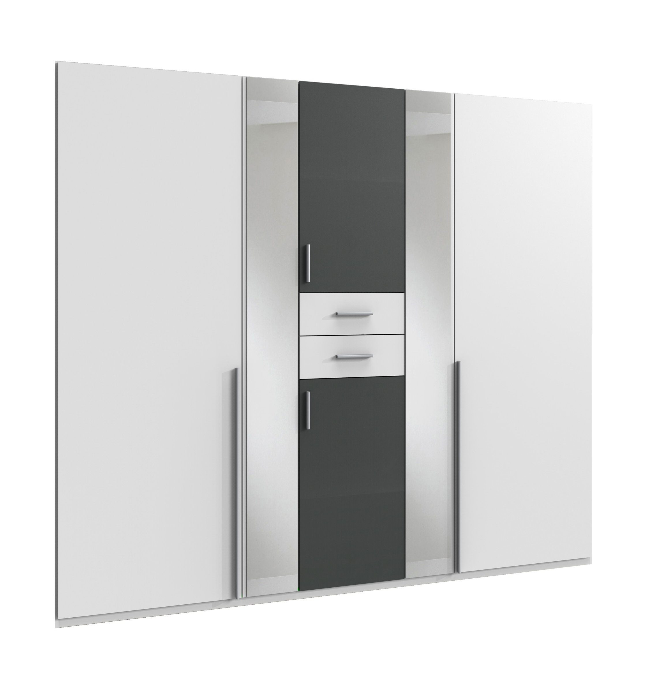 freiraum 6 + Kleiderschrank mit GRAPHIT 4 cm) (BxHxT: in Türen und 225x210x58 Vanea WEISS Einlegeböden