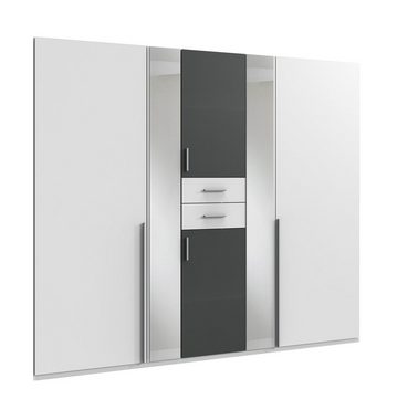 freiraum Kleiderschrank Vanea (BxHxT: 225x210x58 cm) in WEISS + GRAPHIT mit 6 Türen und 4 Einlegeböden