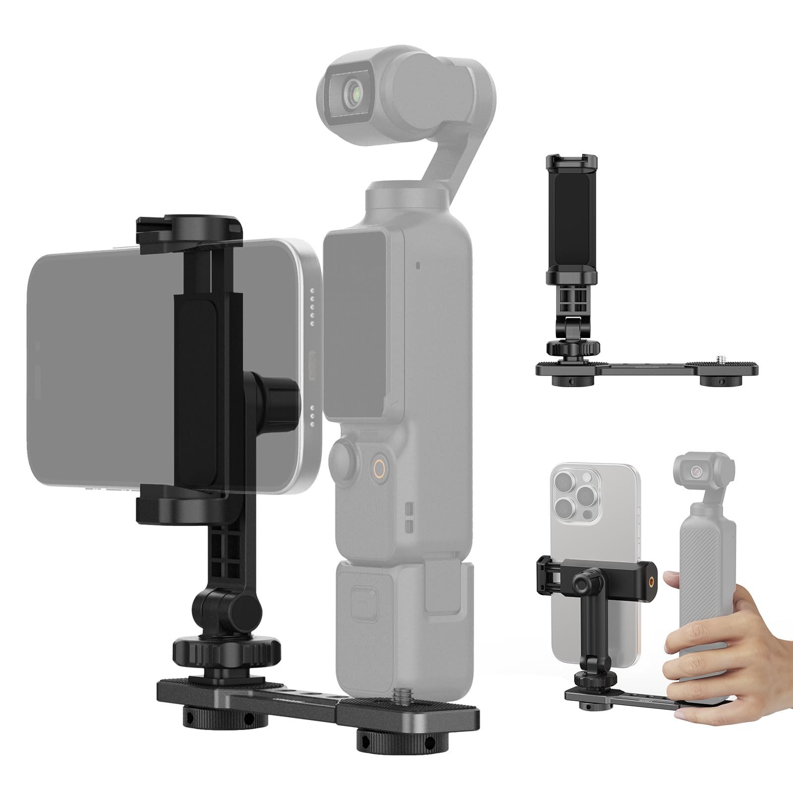 Neewer Handy-Halterung AC021 Phone Halterung für DJI Osmo Pocket 4 Pocket 3, mit 1/4" Gewinde, (bis 3,4 Zoll, Packung, Kaltblitzschuh, für Stativ Verlängerungsstange Videolicht und Mikrofon)