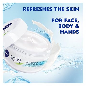 Nivea Körpercreme Soft erfrischende Feuchtigkeitscreme für Gesicht, Körper & Hände 200ml - 3erPack