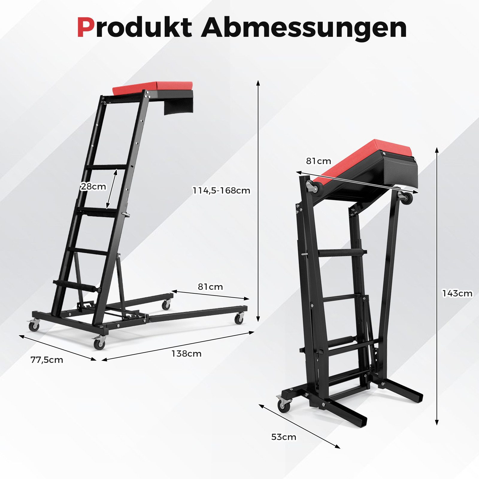 COSTWAY Montagehocker, 114,5-168cm höhenverstellbar mit 4 Stufenleiter Rollen