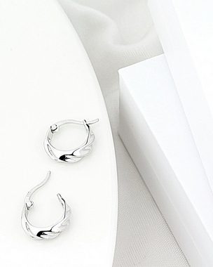DANIEL CLIFFORD Paar Creolen 'Anna' Damen Creolen Ohrringe Silber 925 gerillt 14mm, Bügelverschluss (inkl. Verpackung), geschwungene Bügel-Creolen aus Sterlingsilber, allergiefreundlich