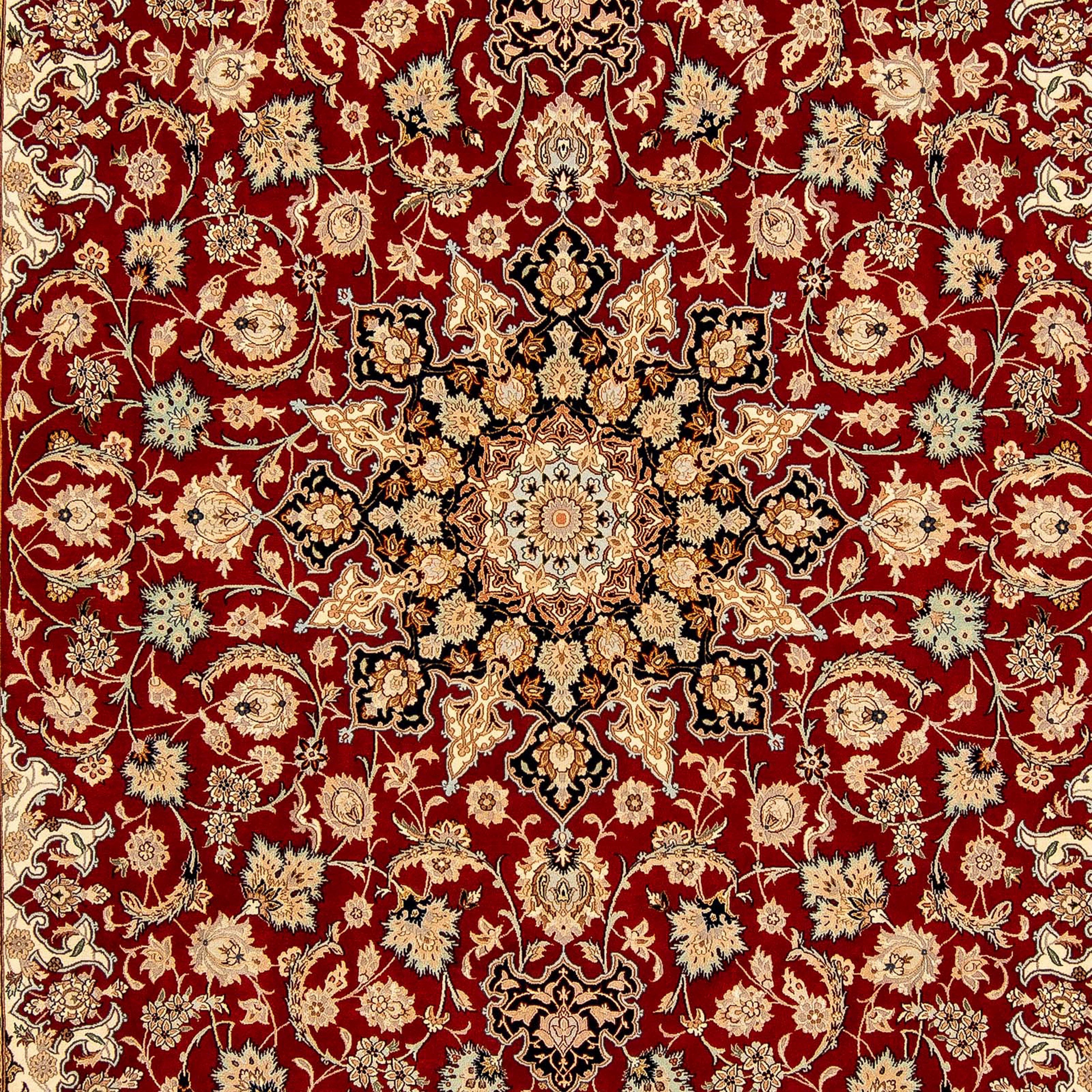 Orientteppich Perser Wohnzimmer, - Zertifikat cm Einzelstück morgenland, 249 6 Höhe: - mit Premium 357 dunkelrot, - mm, Handgeknüpft, - x rechteckig, Isfahan