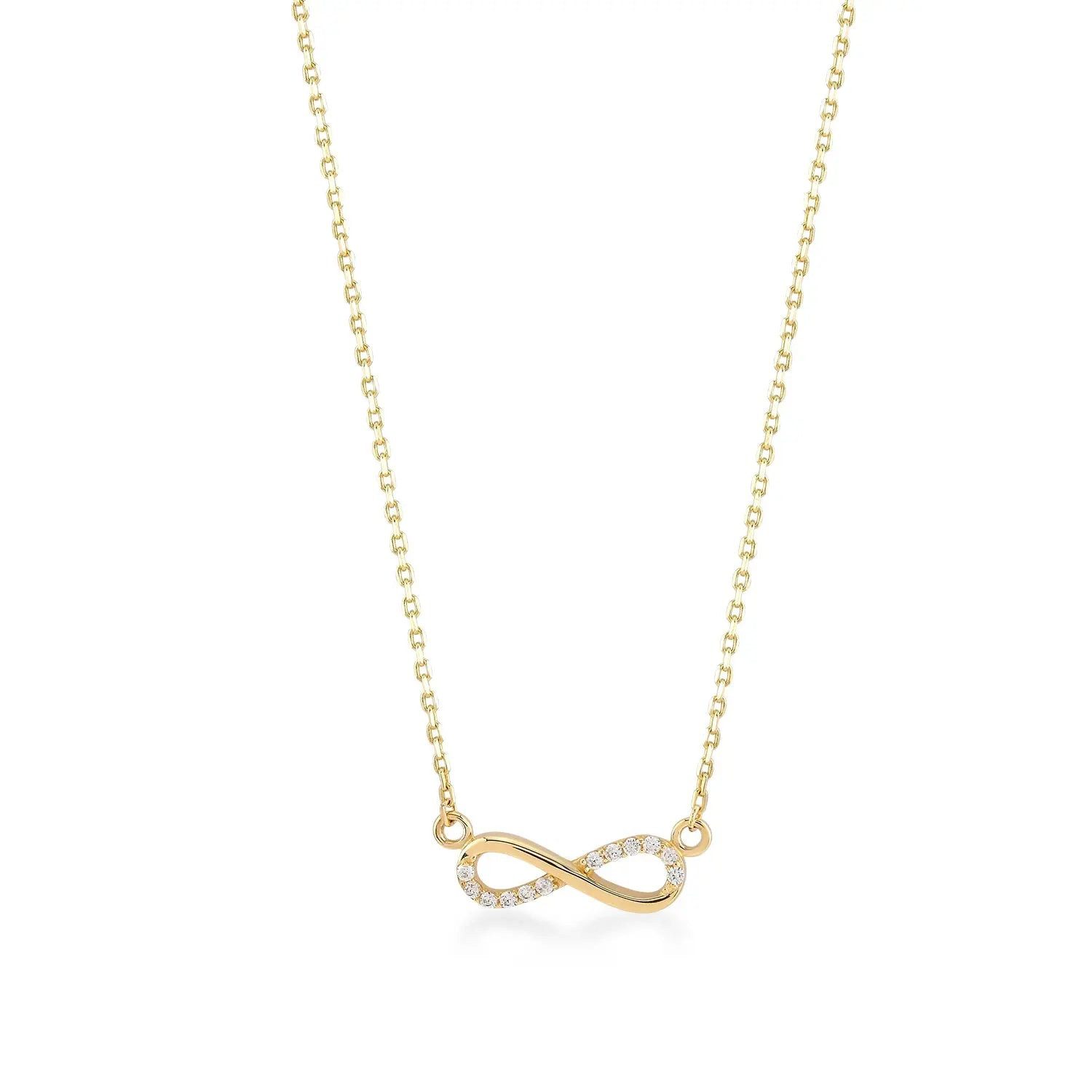 Suzan Gold Kette mit Anhänger 375 Echtgold Eterna Infinity Zirkonia