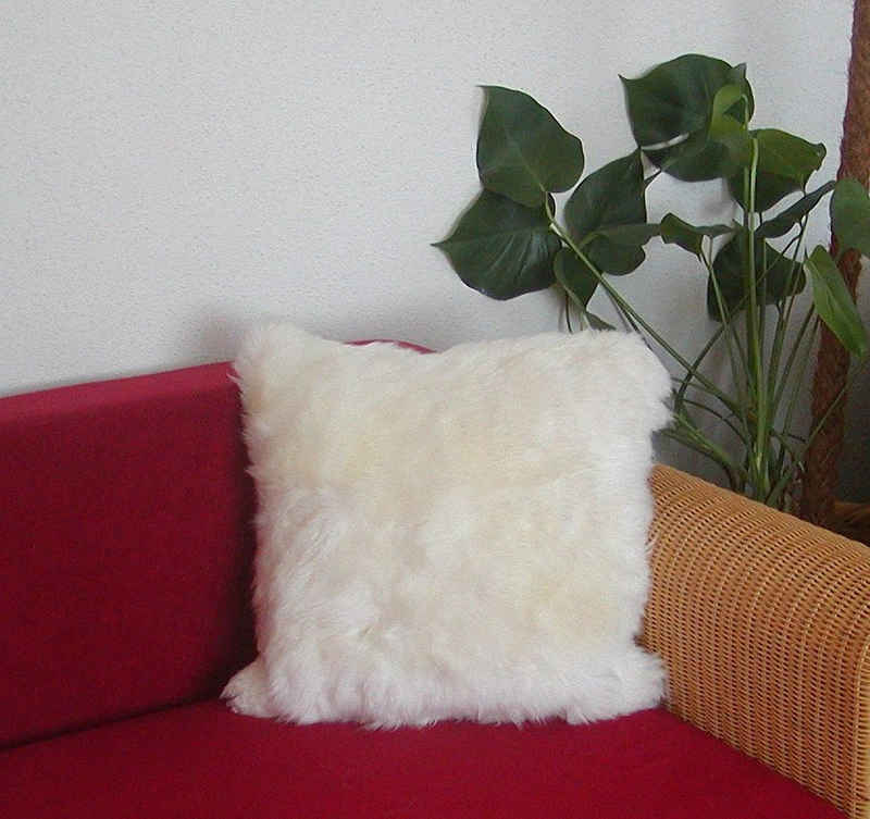 Kissenbezug kuscheliges Lammfell Fellkissen mit Inlet weiß, 40x40 cm Vlies 50 mm, Ensuite