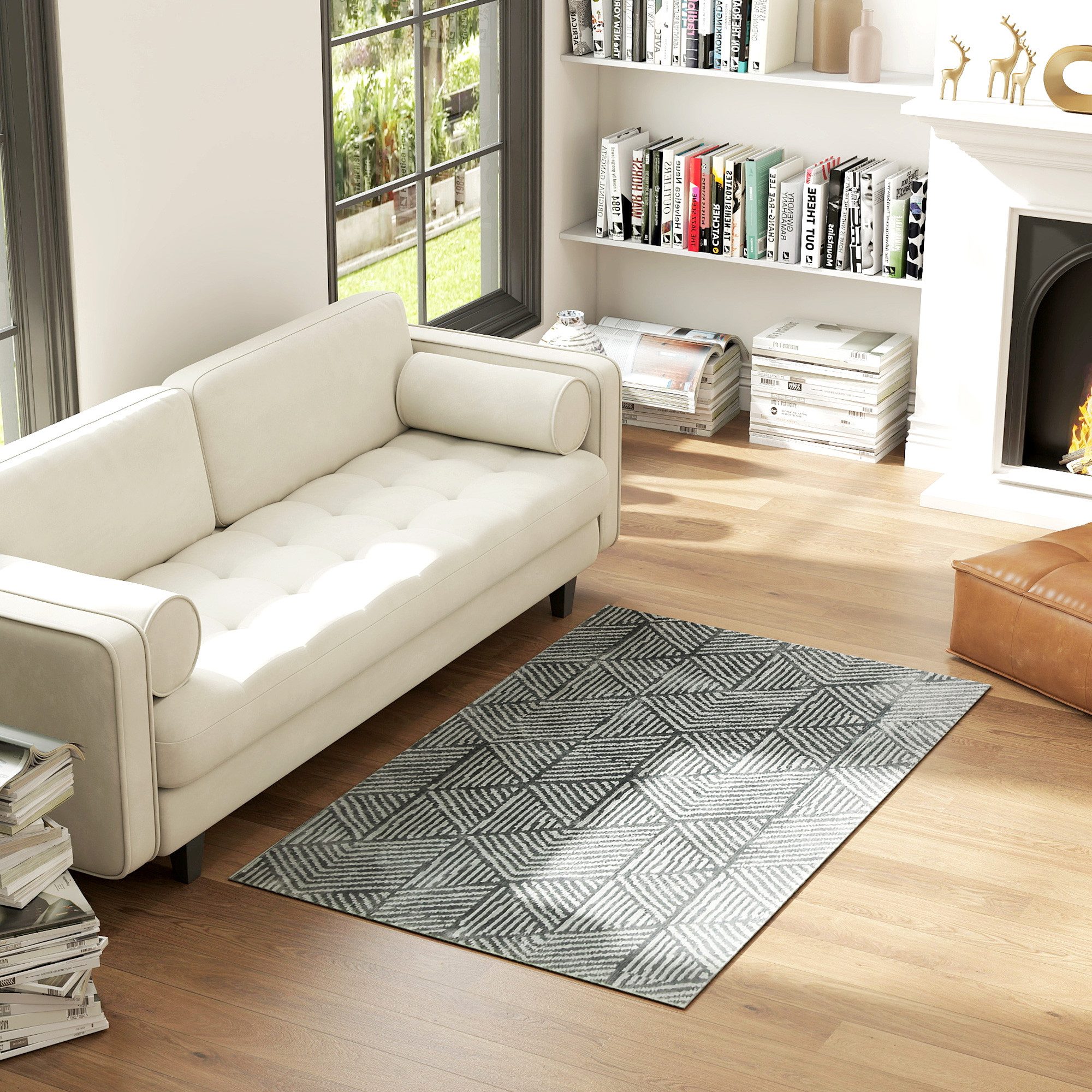 HOMCOM Teppich waschbar, Rechteckig, Höhe: 15 mm, für Wohnzimmer, Schlafzim günstig online kaufen