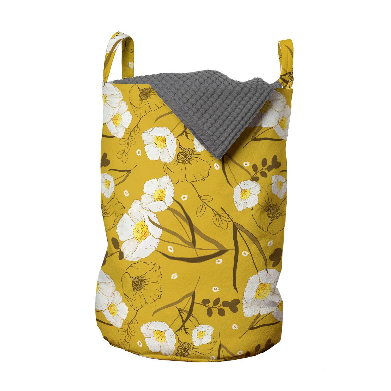 Abakuhaus Wäschesäckchen Wäschekorb mit Griffen Kordelzugverschluss für Waschsalons, Hawaii Blumen-Frühlings-Blüten