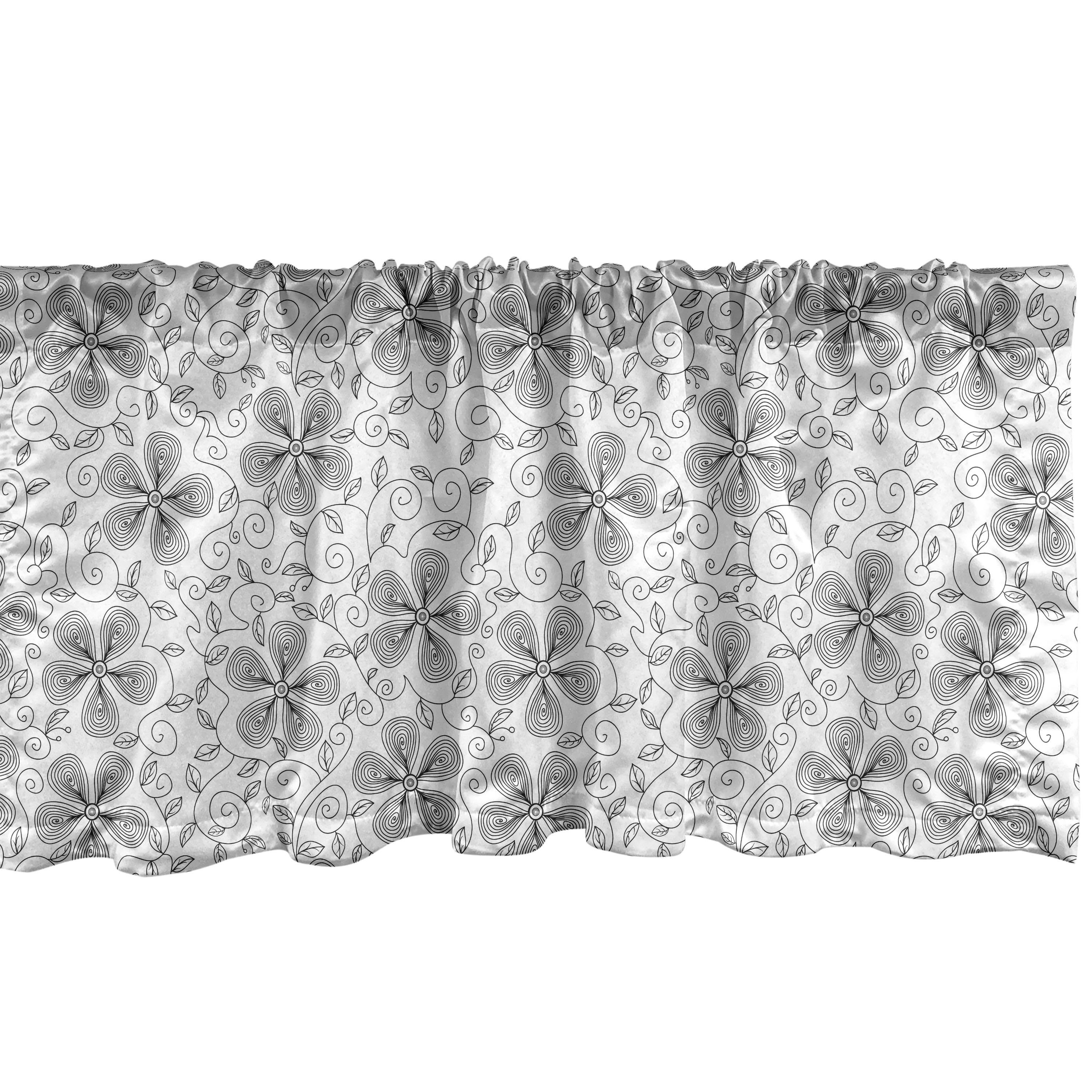Scheibengardine Vorhang Volant für Küche Schlafzimmer Dekor mit Stangentasche, Abakuhaus, Microfaser, Blumen Blütenblätter Branchen Kunst