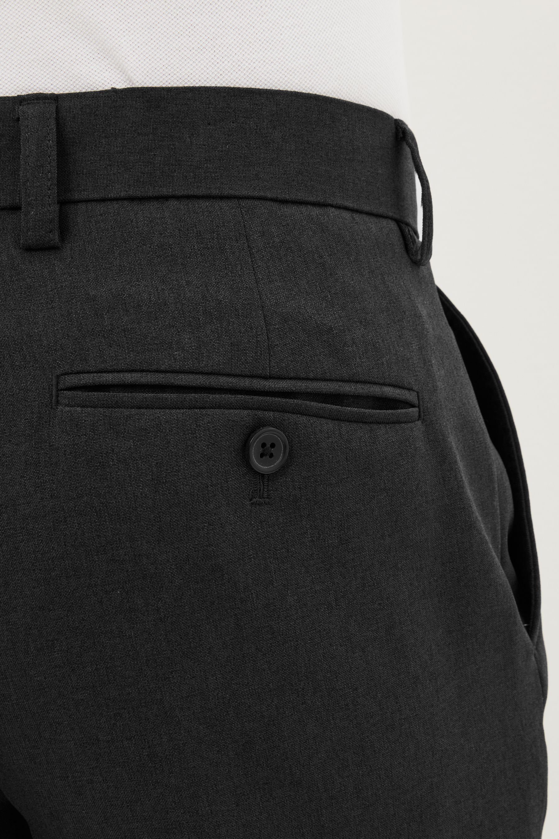 Next Stoffhose Tailored Fit Hose Charcoal Bundfalte, ohne Grey (1-tlg) Maschinenwäsche