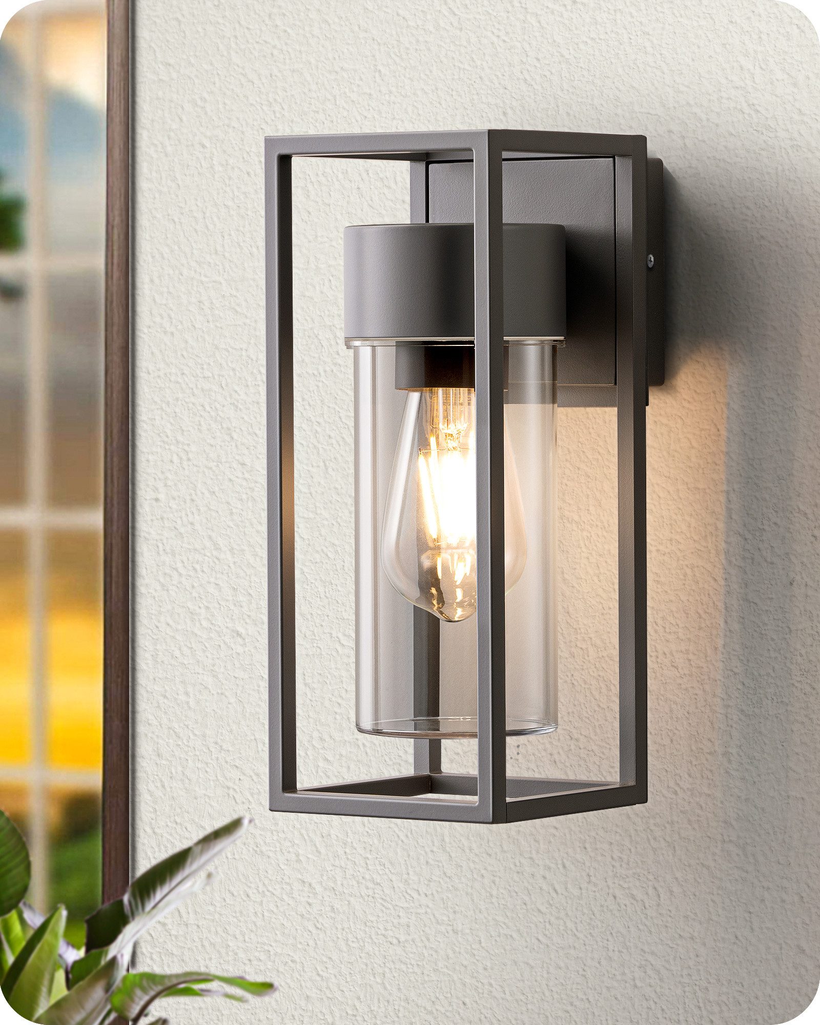 EDISHINE Wandleuchte, ohne Leuchtmittel, Wandbeleuchtung für Hauswand, Terrassenbeleuchtung