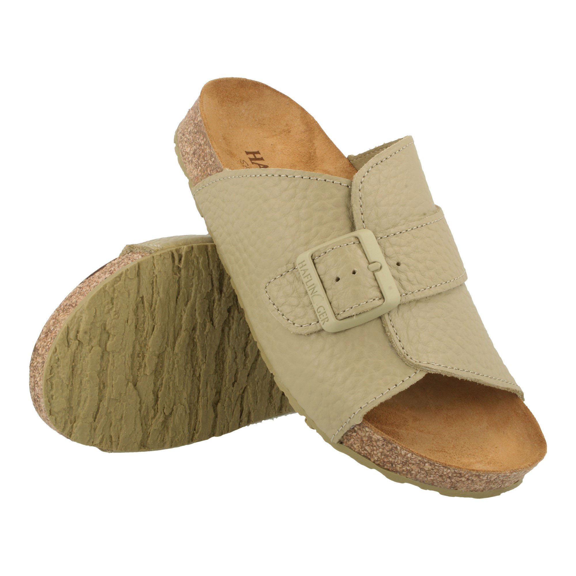 Haflinger Bio Lotti Lederpantolette aus Veloursleder Unisex Hausschuh