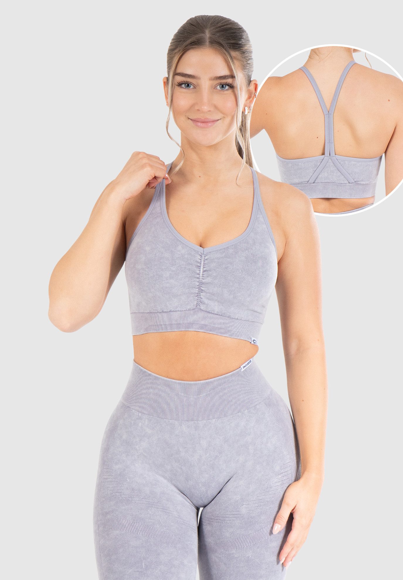 Smilodox Sport-BH Batik Acid Scrunch, Rutschfester Bustier mit Batik Waschung Seamless Sport Bra Blickdicht Atmungsaktiv Yoga Fitness Freizeit