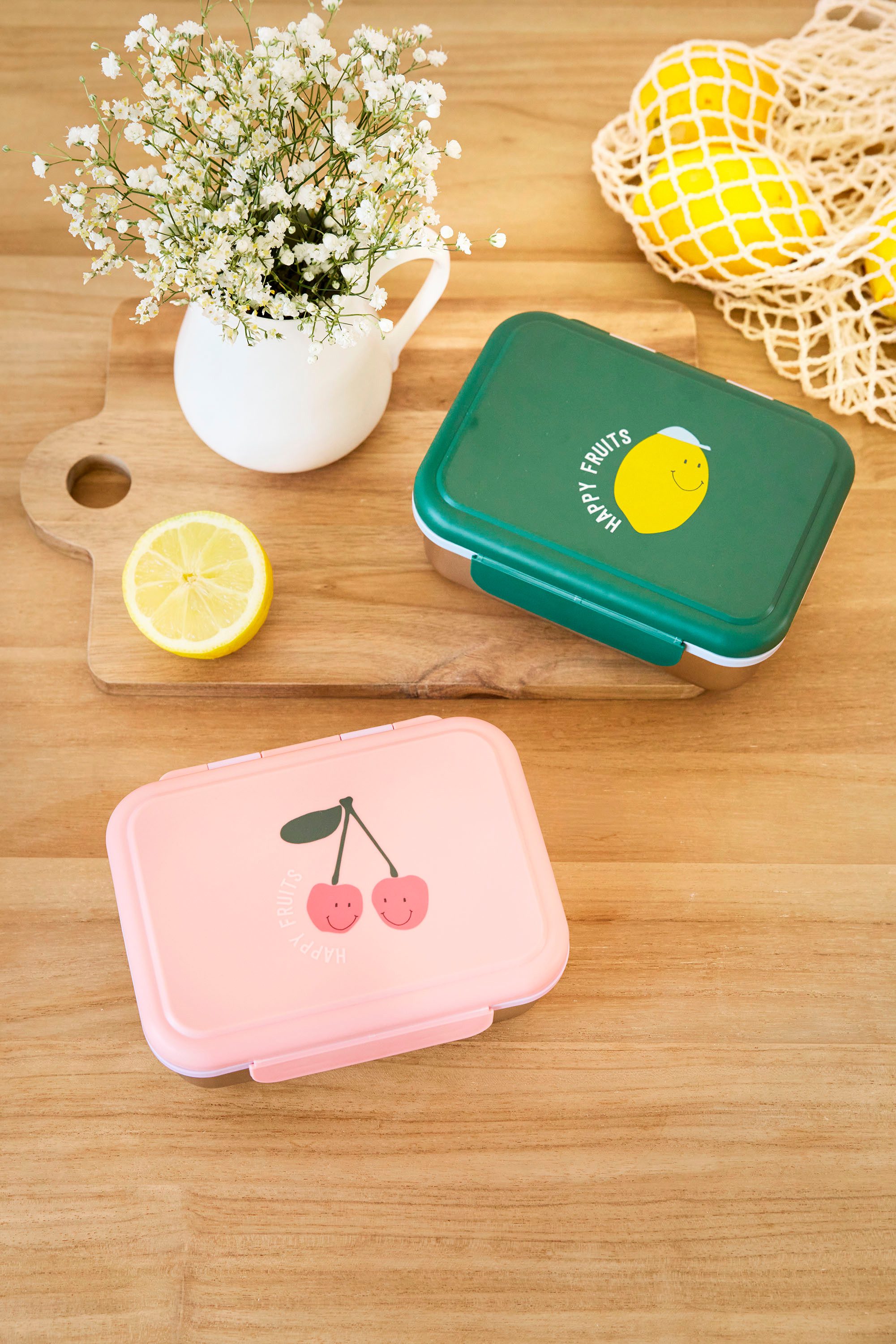 LÄSSIG Lunchbox Happy Fruits Stainless Steel Kirsche, Edelstahl, Polyprophylen (PP), Silikon, (1-tlg) – Bild 2 von 5