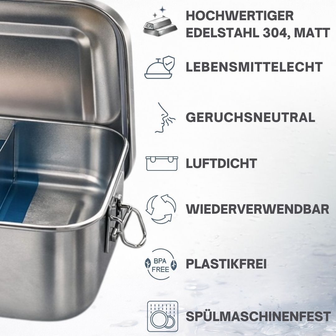 Topanbieter999 Lunchbox Brotzeitbox mit Fächer Brotdose Lunch-Jausenbox, Edelstahl – Bild 3 von 5