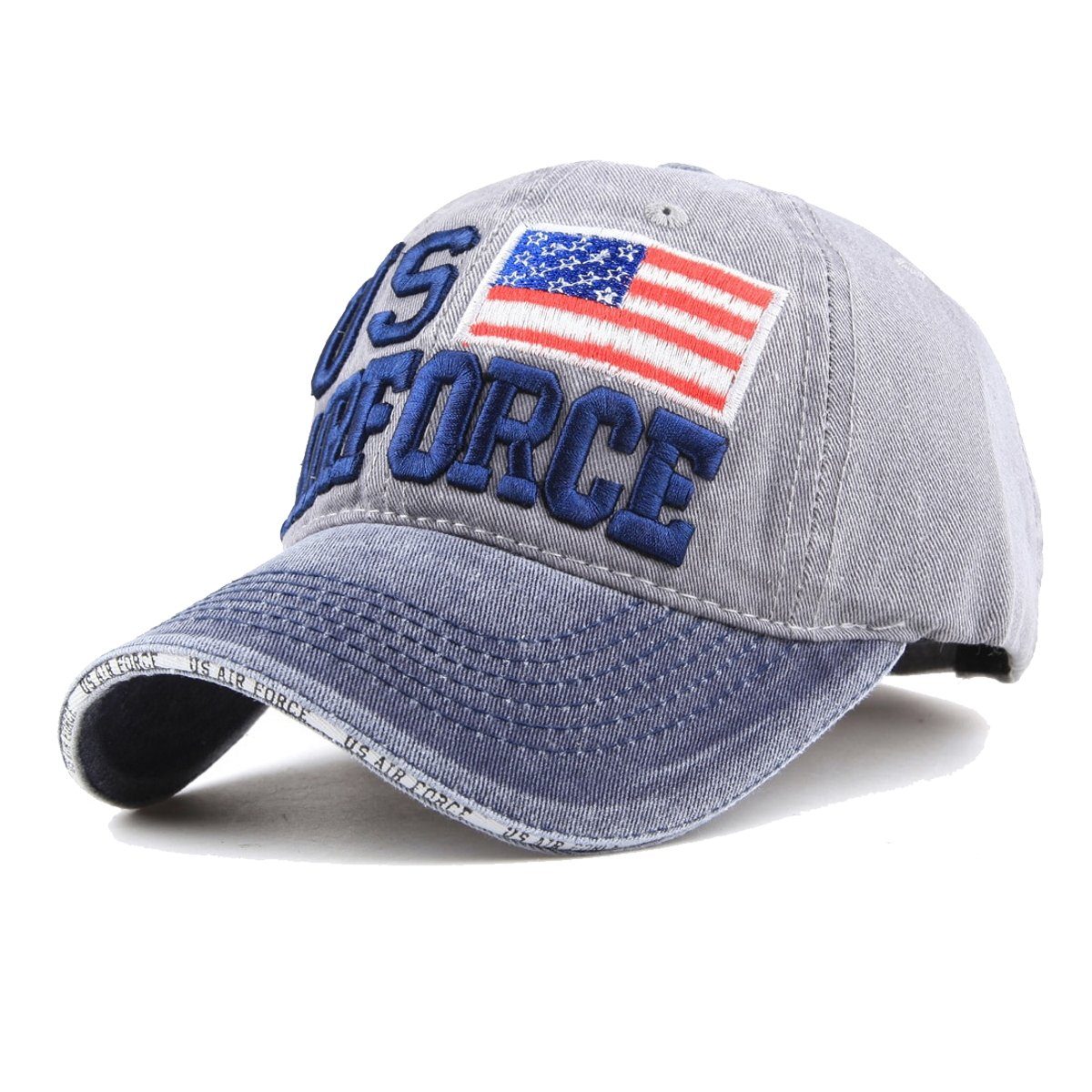 Sporty Baseball Baseballcap used grau/navy US Look Airforce Flugzeug Retro Cap Oldschool U.S.A