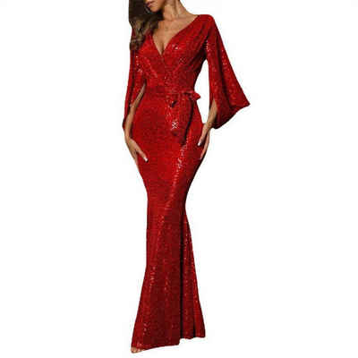 AFAZ New Trading UG Abendkleid Damen kleid V-Ausschnitt bodenlanger Rock Bankettkleid Partykleid