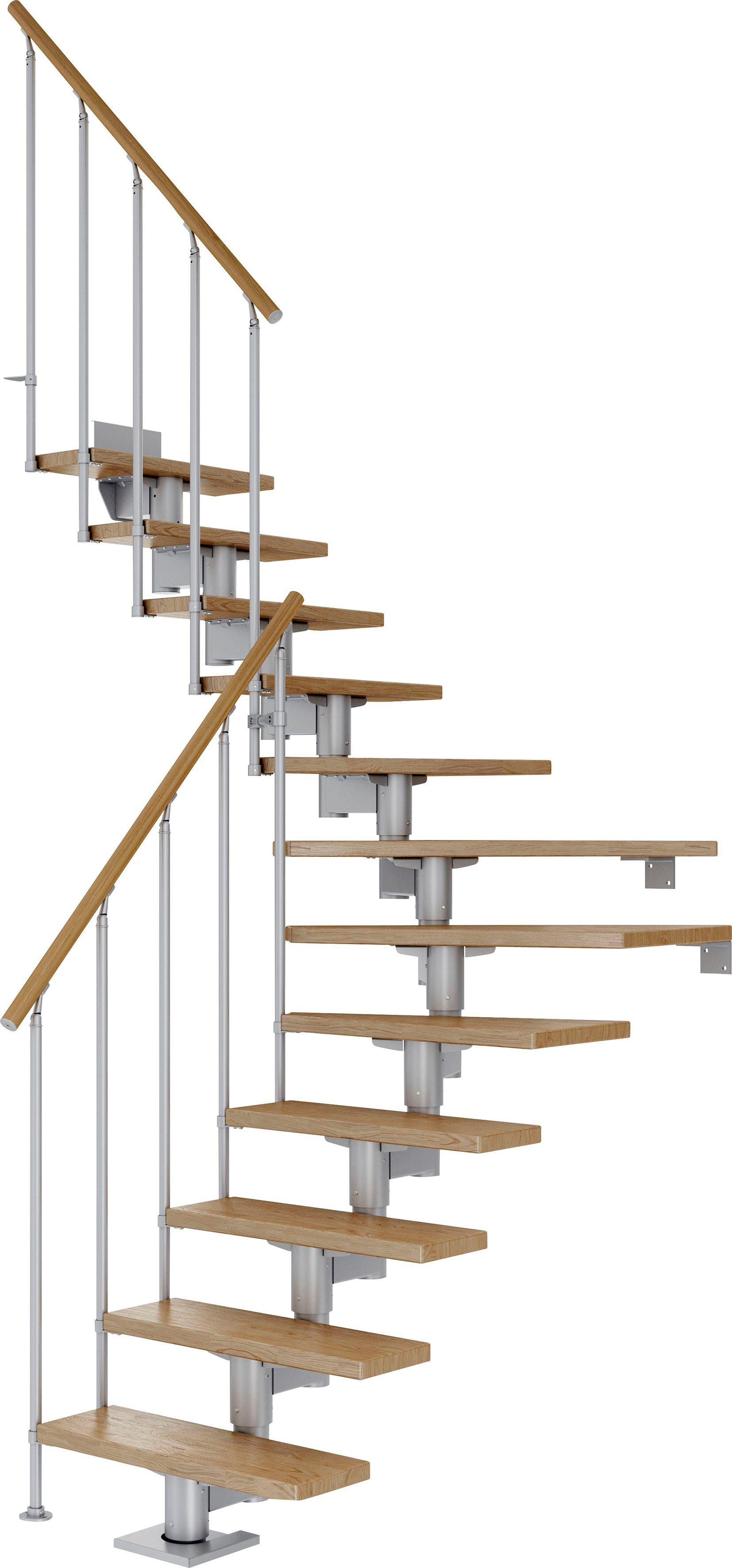 Cork, cm, für 270 Dolle offen, Stufen Eiche/Metall Mittelholmtreppe Geschosshöhen bis