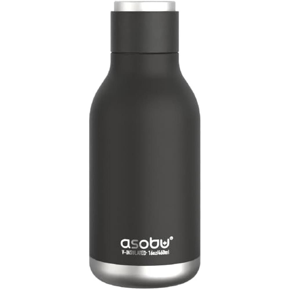 ASOBU Trinkflasche Urban Edelstahl Isolierflasche Schwarz, 473 ml