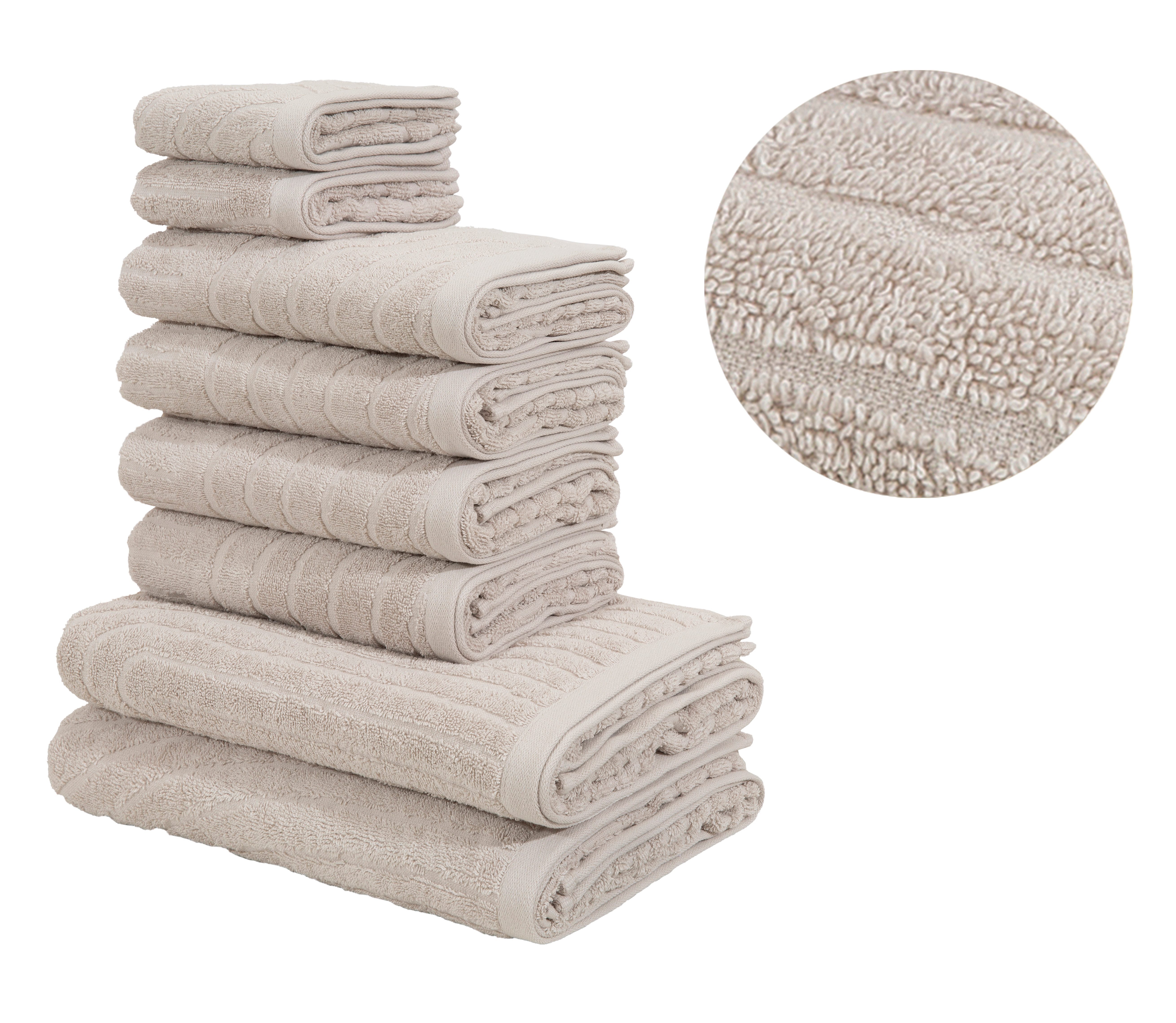 OTTO home Handtuch Set Ognon, Duschtücher, Handtücher, Gästetücher, Zen, Scandi, Boho, Frottier (Set, 8-St), Muster, Hoch-Tief-Struktur, einfarbig, Handtuch-Set, 100% Baumwolle