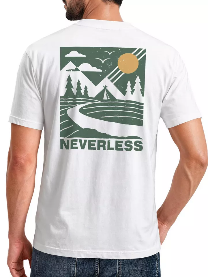 Neverless Neverless Print-Shirt Herren T-Shirt Backprint Berge Outdoor Wald Camping Rückenaufdruck mit Print