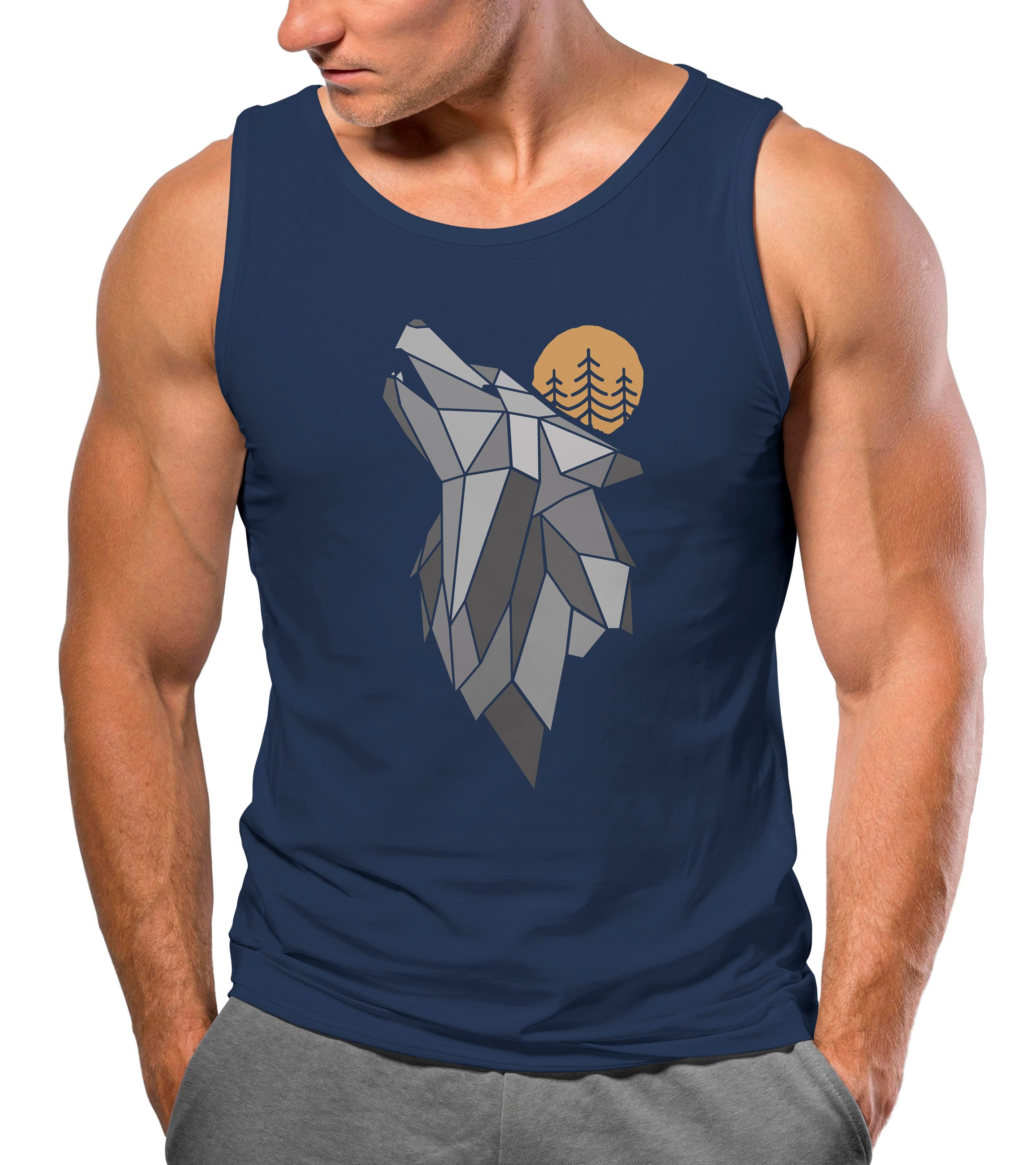 Neverless Tanktop Herren Tank-Top Wolf Print günstig online kaufen
