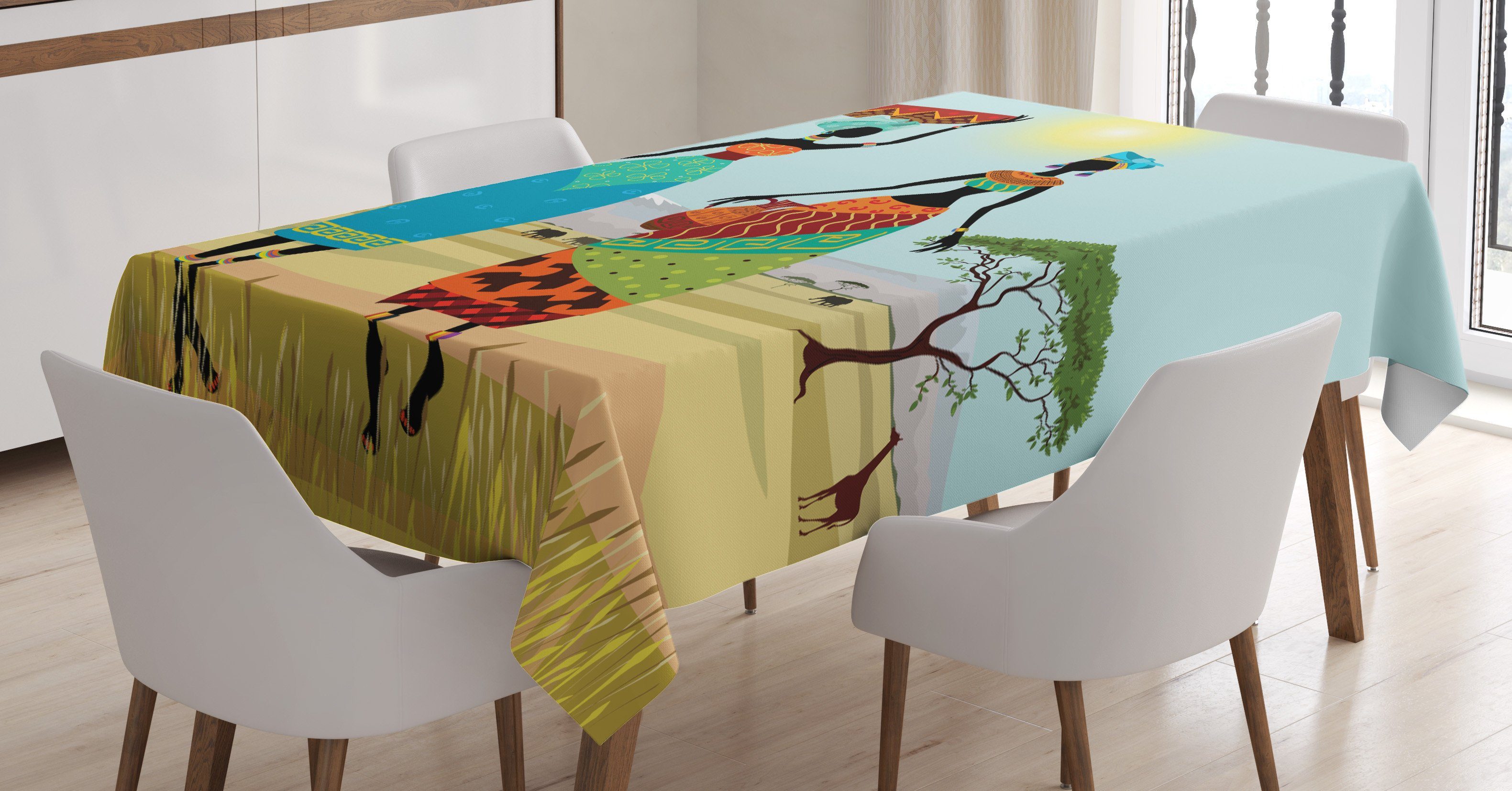 den Farbfest geeignet Tischdecke Afrikanisch Für Abakuhaus Mädchen Bereich Farben, Klare Waschbar Außen